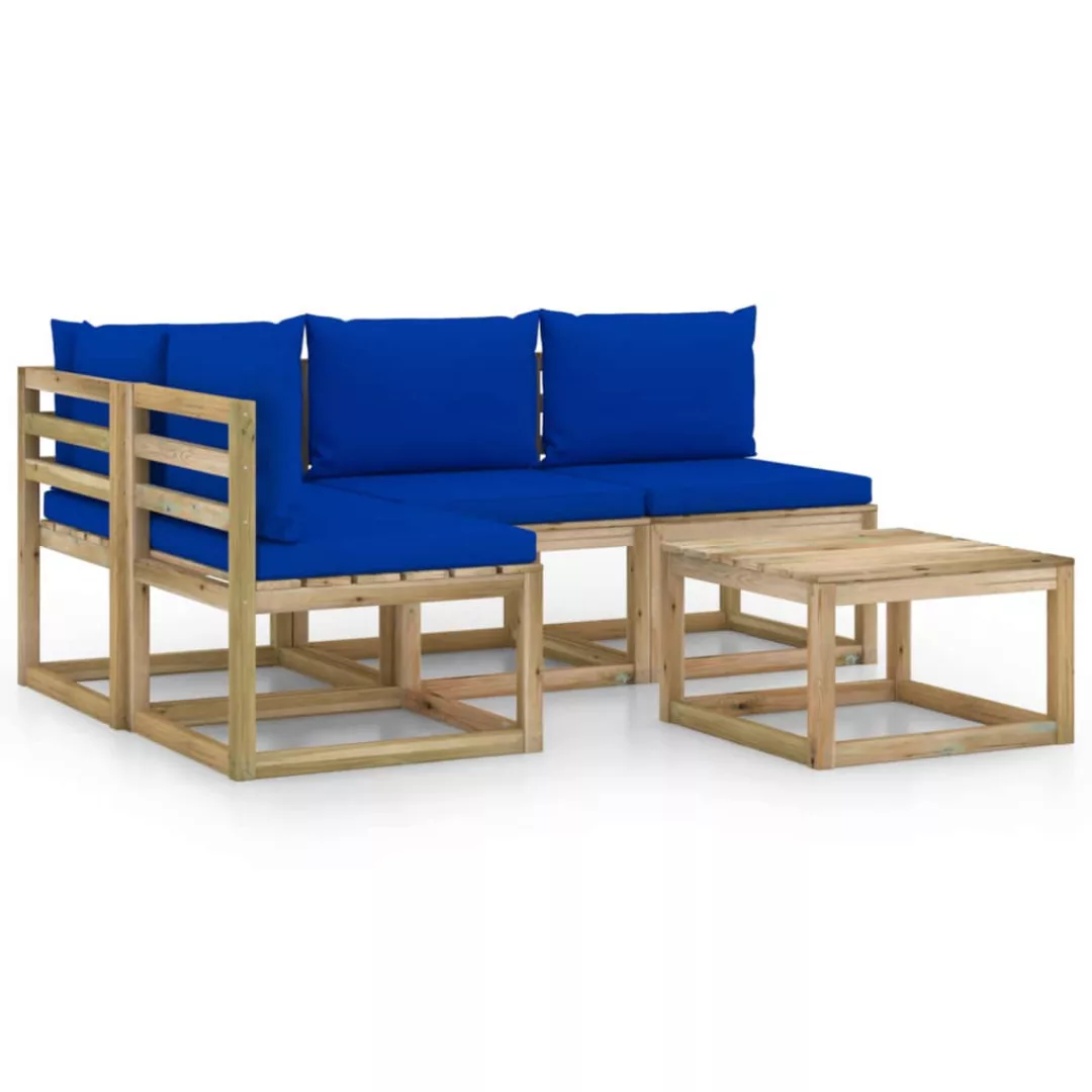 5-tlg. Garten-lounge-set Mit Blauen Kissen günstig online kaufen