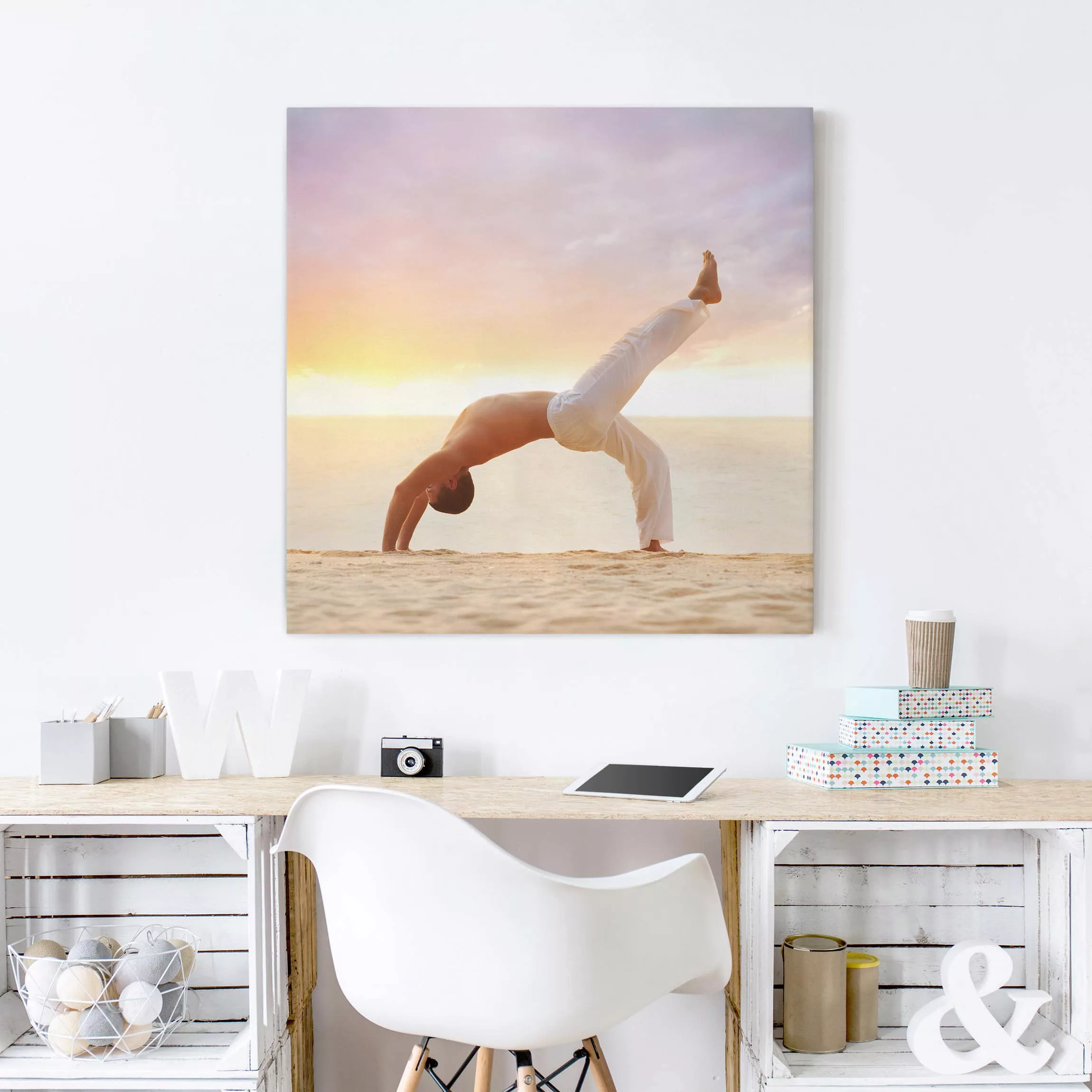 Leinwandbild Portrait - Quadrat Yoga in the Morning günstig online kaufen