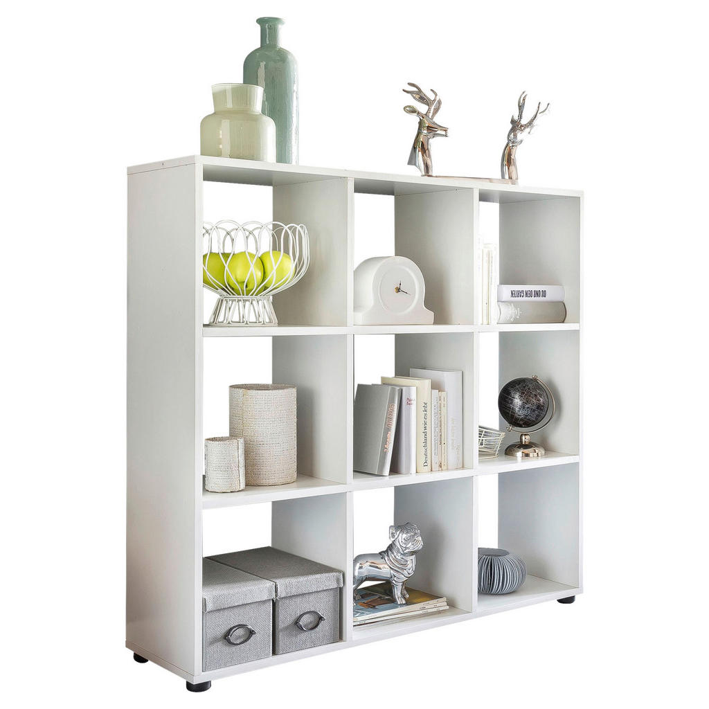 Design Bücherregal mit 9 Fächern Weiß 108 x 104 x 29 cm | Standregal Holz R günstig online kaufen