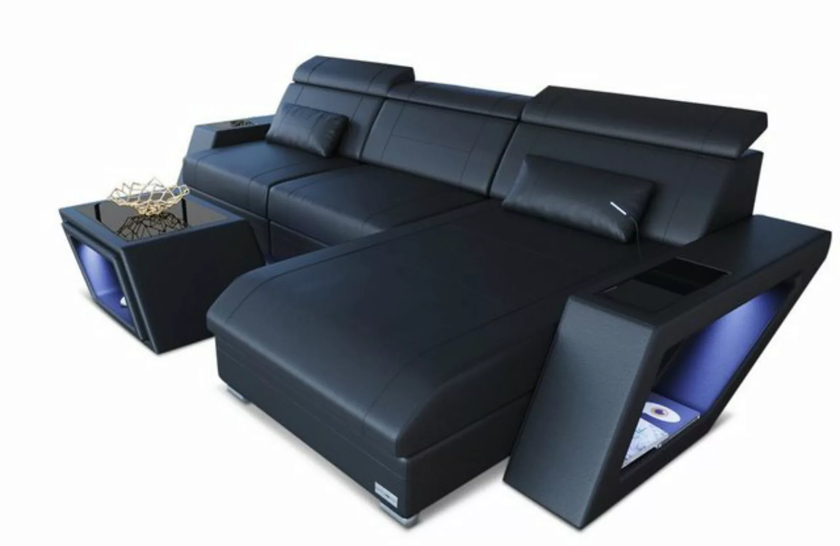 Sofa Dreams Ecksofa Ledersofa Couch Catania L Form Leder Sofa, mit LED, wah günstig online kaufen