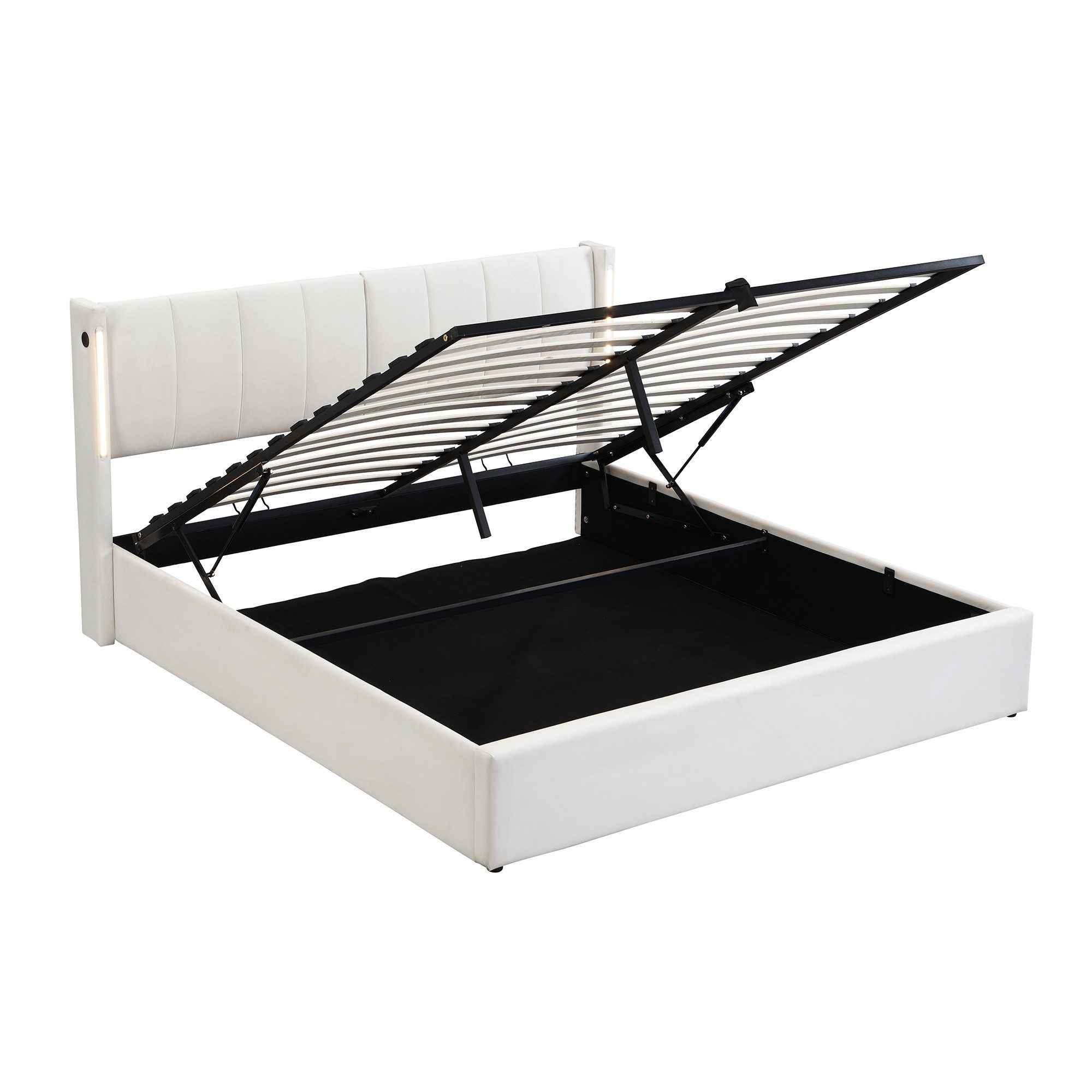 KLAM HOME Polsterbett hydraulisches Doppelbett Stauraumbett günstig online kaufen