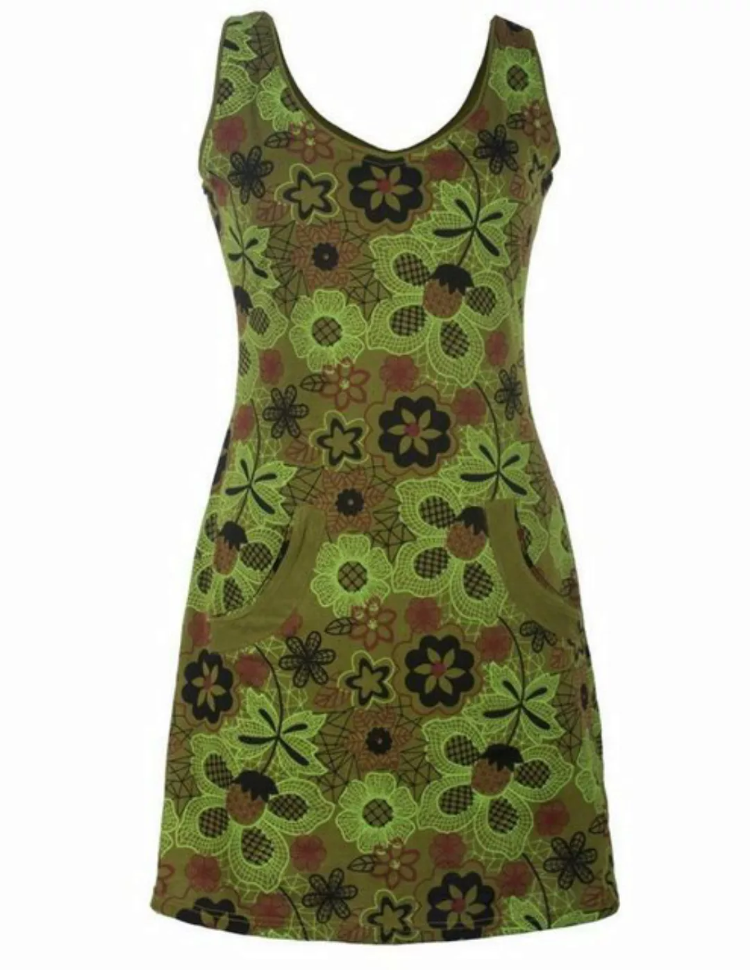 Vishes Sommerkleid Blumenkleid mit Taschen bedruckt und bestickt Hippie, Go günstig online kaufen