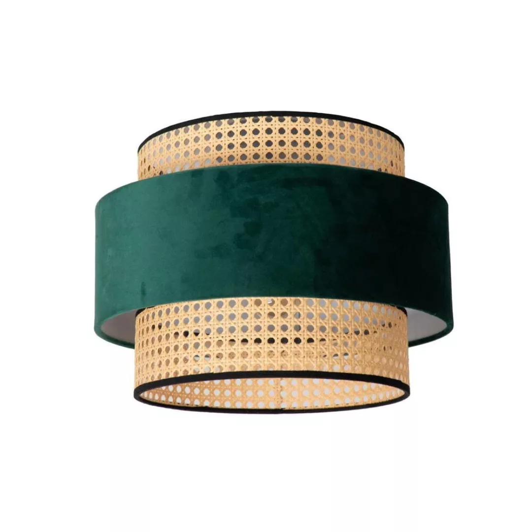 Deckenlampe Javor, Rattanschirm, Ø 38 cm, grün günstig online kaufen