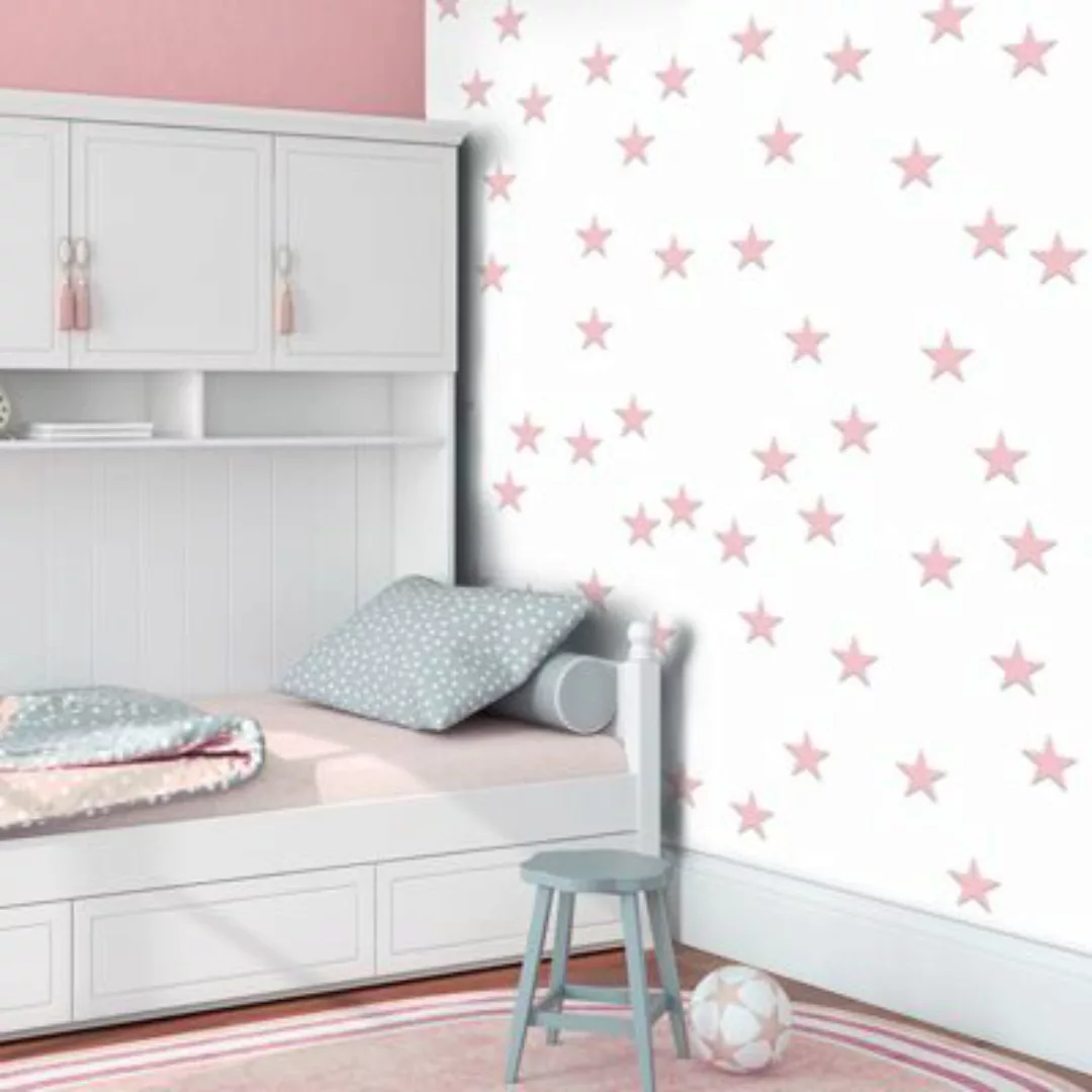 artgeist Fototapete Pink Stars rosa/weiß Gr. 50 x 1000 günstig online kaufen