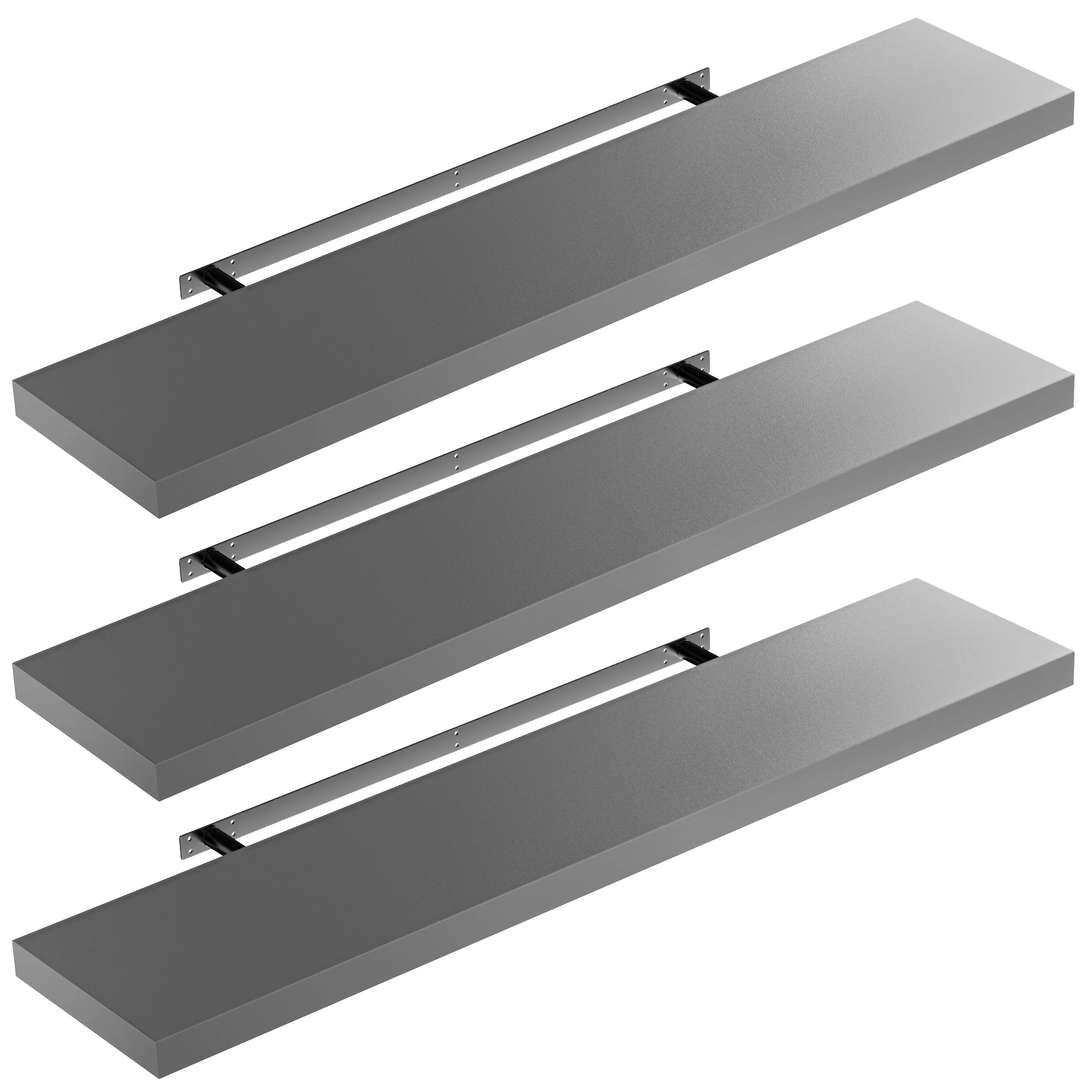 Wandregal Schweberegal 110cm 3er-Set Grau + Halterung günstig online kaufen