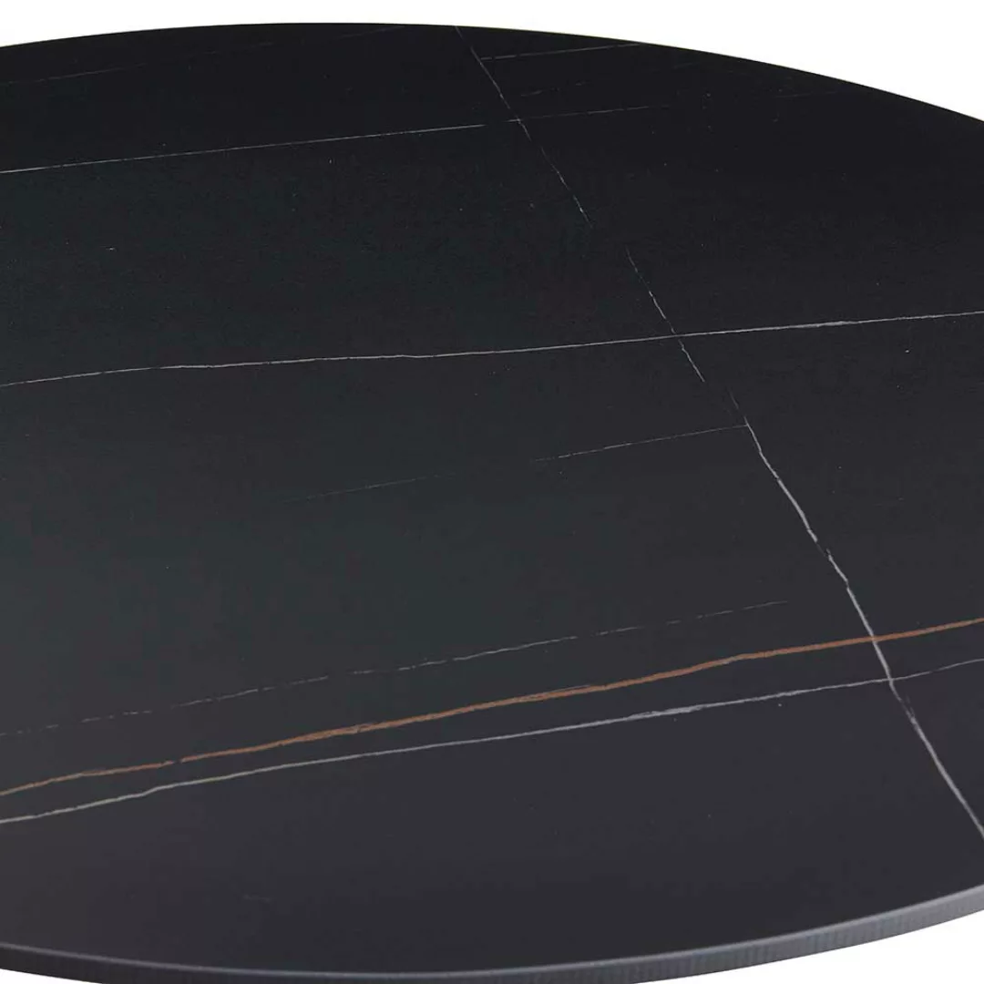 Tisch Marmor Optik schwarz mit Trompetenfuß Metall günstig online kaufen