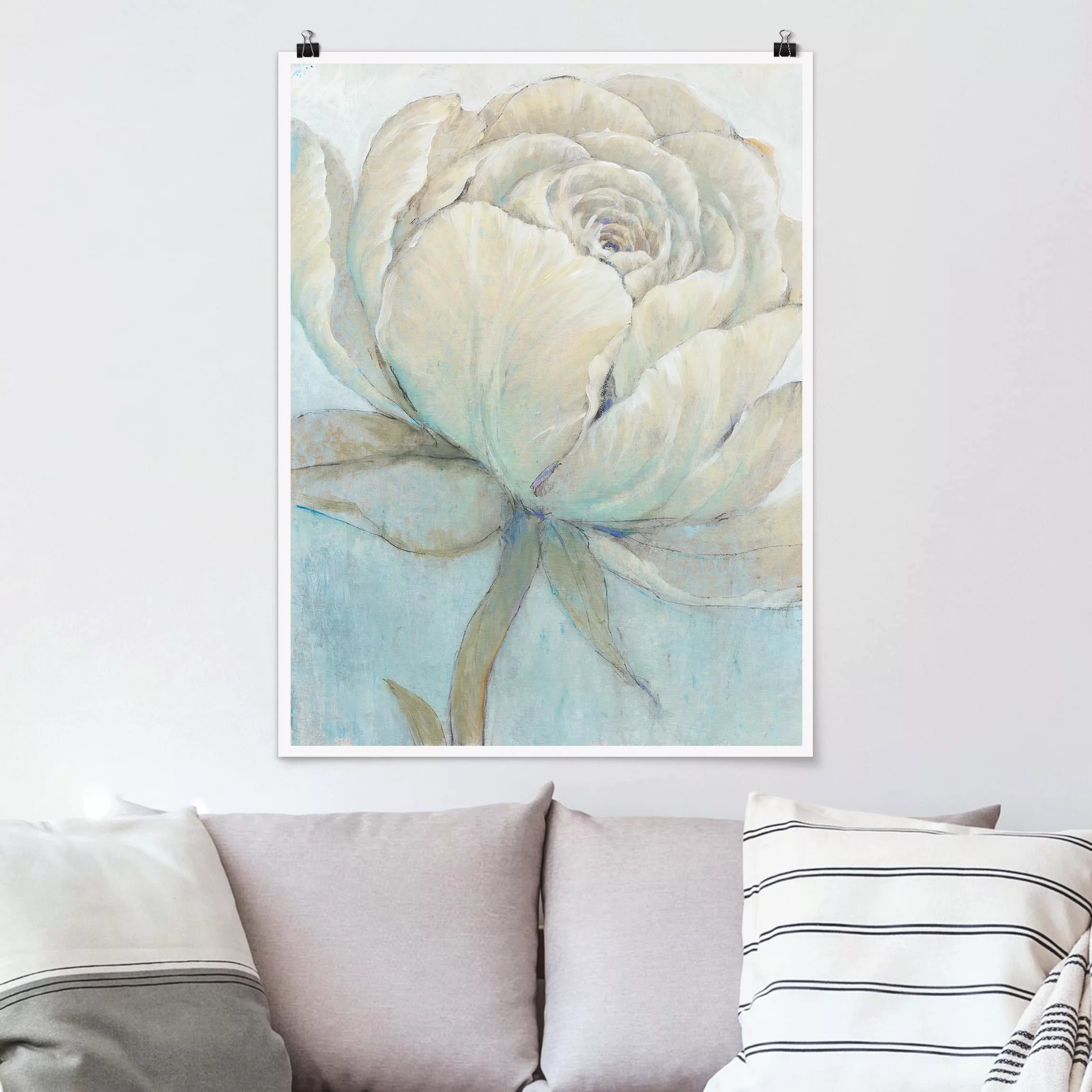 Poster Blumen - Hochformat Englische Rose Pastell günstig online kaufen