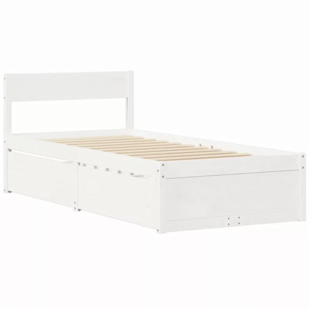 vidaXL Bett Massivholzbett mit Schubladen Weiß 75x190 cm Kiefer günstig online kaufen