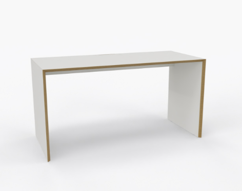 Bridge minimalistischer Schreibtisch weiß, Kante Multiplex günstig online kaufen