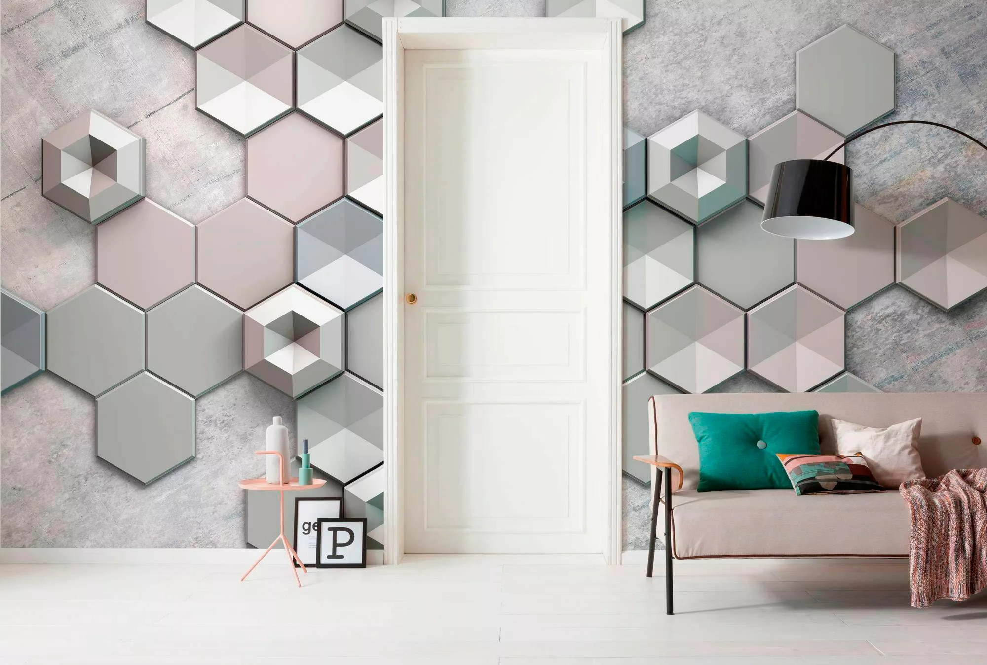 Komar Vliestapete »Hexagon Concrete«, 400x250 cm (Breite x Höhe), Vliestape günstig online kaufen