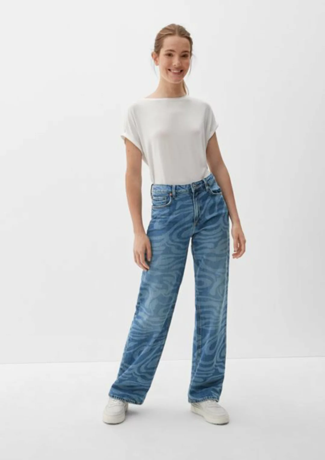 QS 5-Pocket-Jeans Jeans Catie / Slim Fit / High Rise / Wide Leg Waschung günstig online kaufen