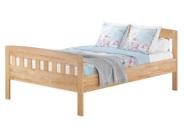 ERST-HOLZ Bett Doppelbett Zeitlos Buche massiv hohe Sitzt-Kante 140x200, Bu günstig online kaufen