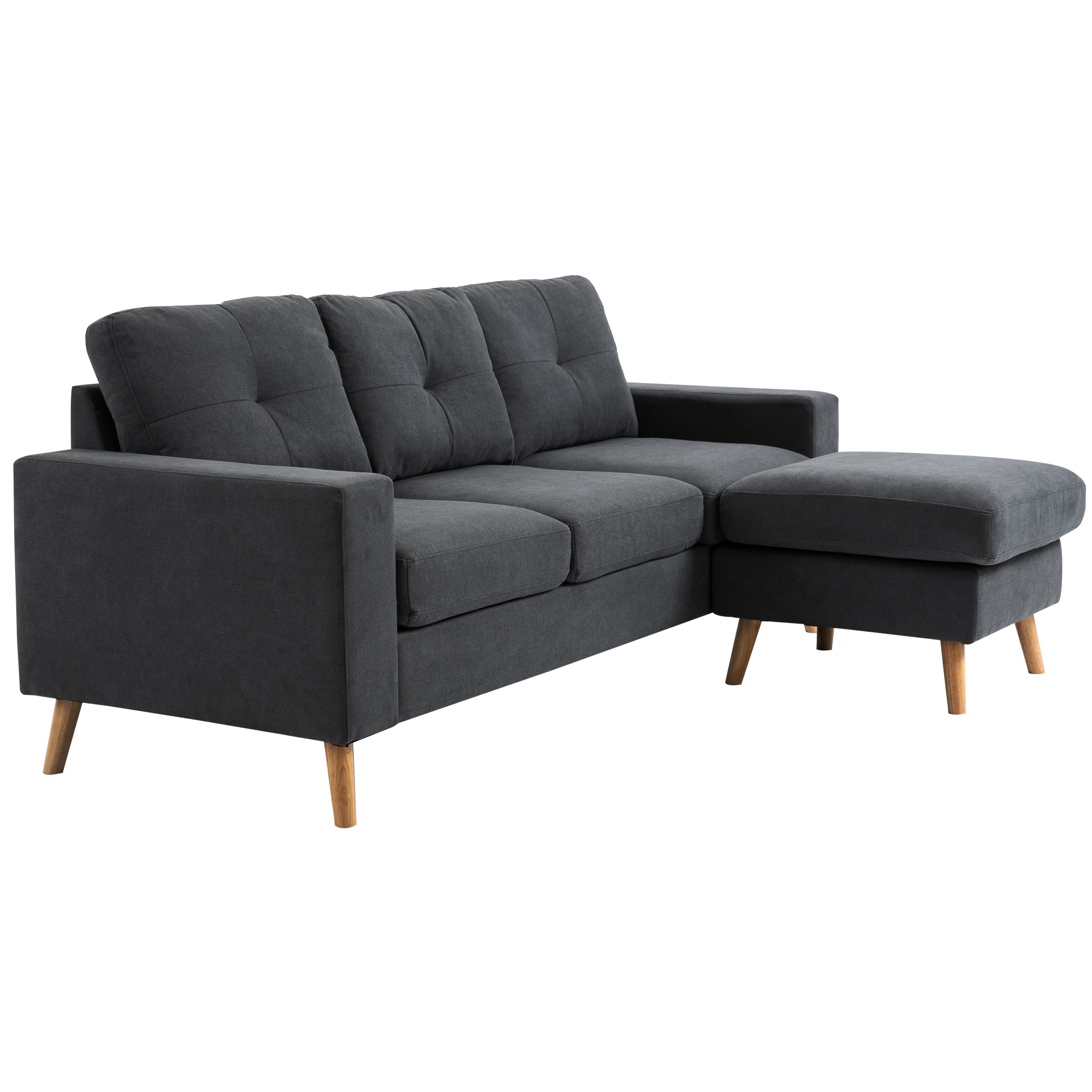 HOMCOM Ecksofa aus Leinenstoff, 3-Sitzer-Sofa, reversible Chaiselongue link günstig online kaufen