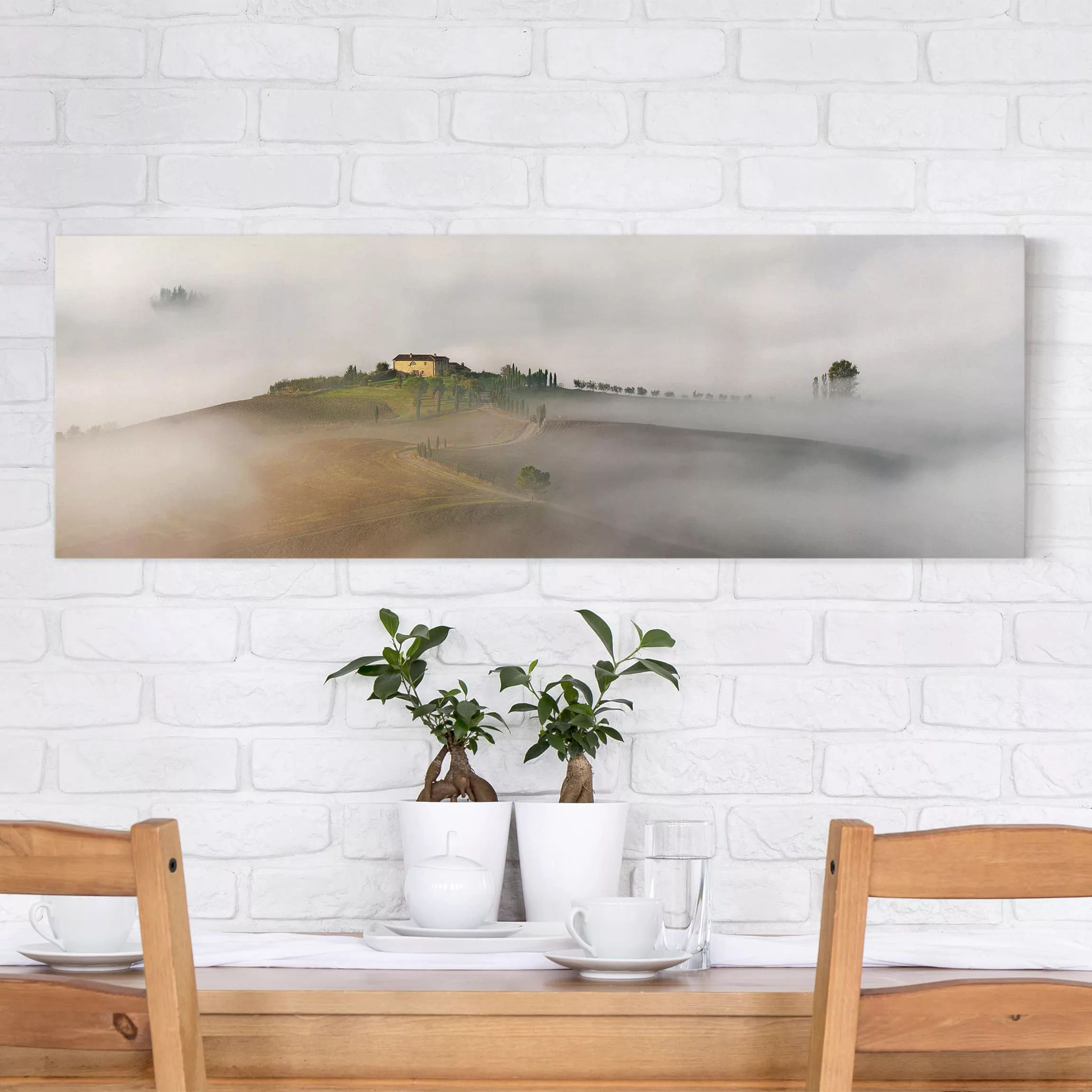 Leinwandbild Natur & Landschaft - Panorama Morgennebel in der Toskana günstig online kaufen