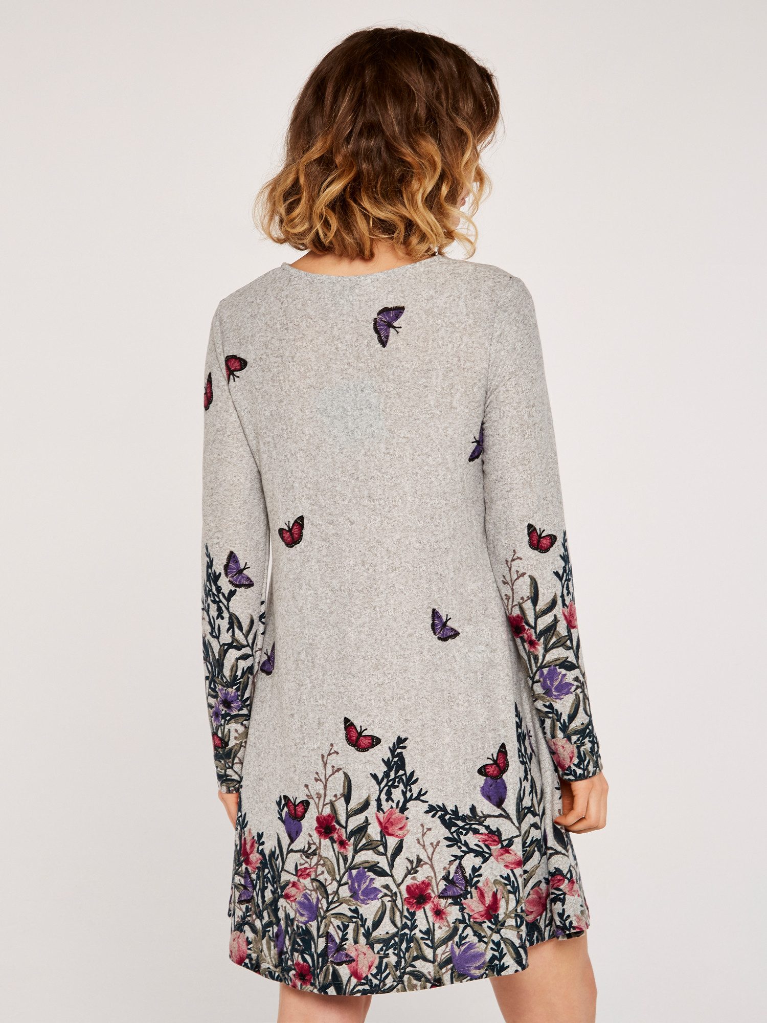 Apricot Strickkleid Swing Dress, mit Blumendruck günstig online kaufen