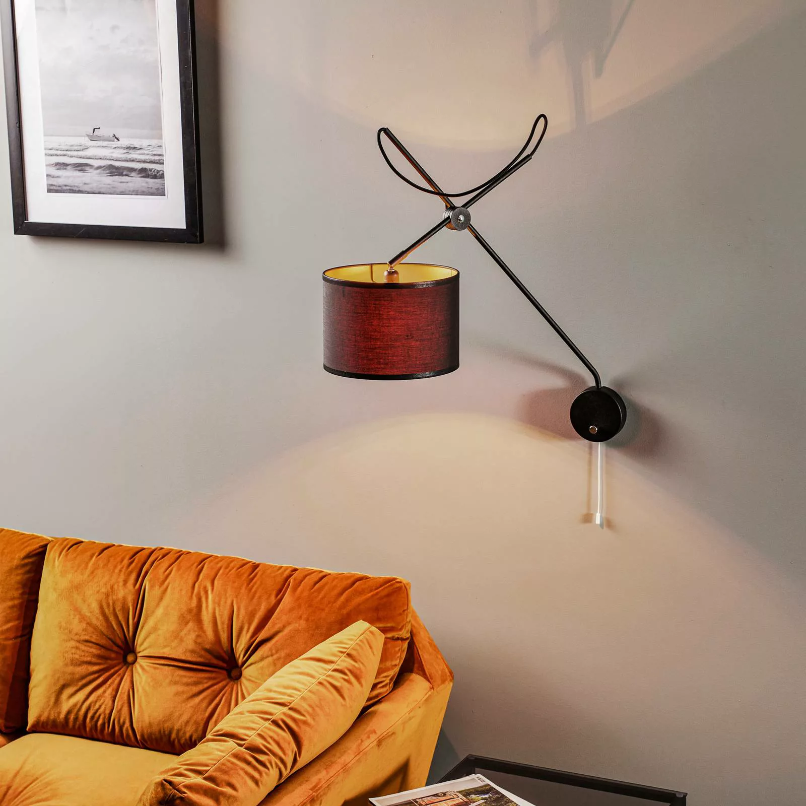 Wandlampe mit Schalter Schwarz Gold VIPER flexibel günstig online kaufen