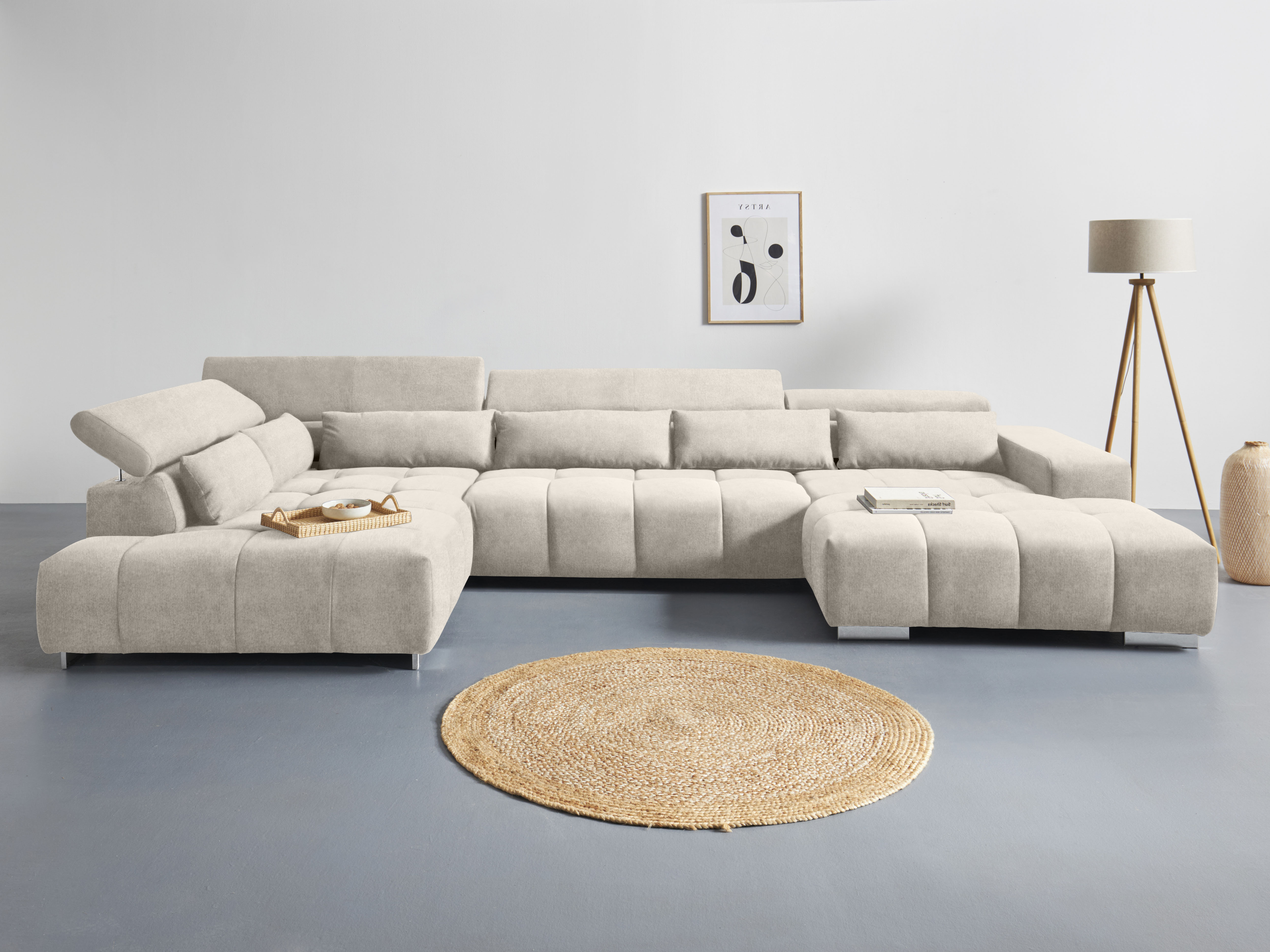 COTTA Wohnlandschaft "Orion U-Form", mit Kopfteilverstellung & 6 Nierenkiss günstig online kaufen