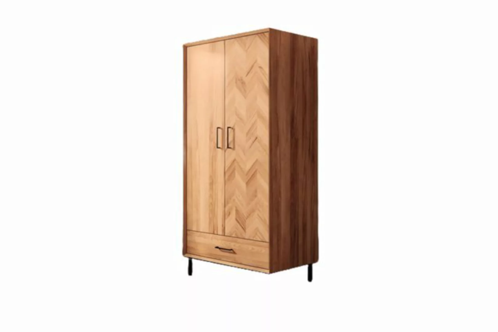 Natur24 Kleiderschrank Kleiderschrank Seiba Kernbuche 97x60x196 Fischgrät 2 günstig online kaufen