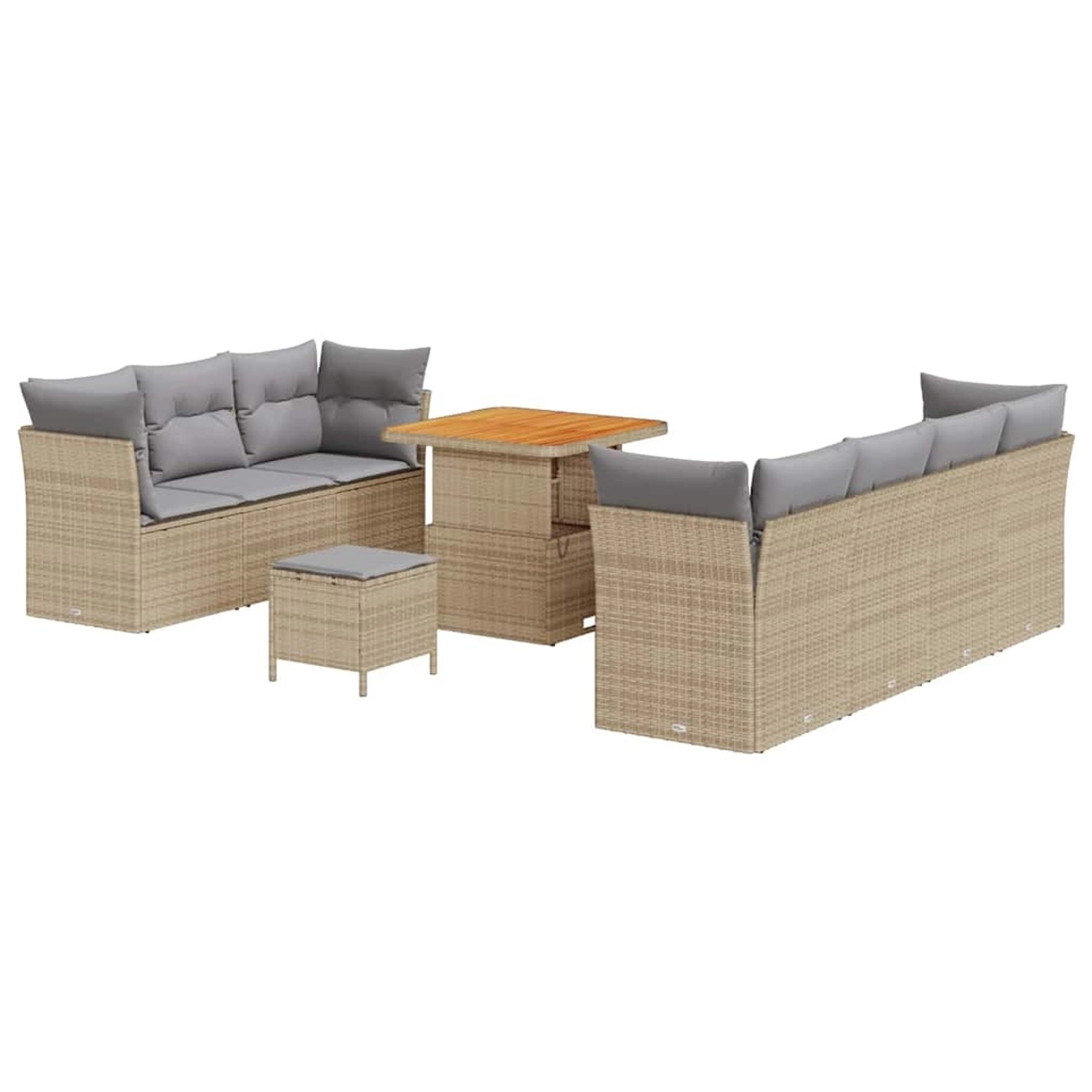 vidaXL 10-Teiliges Garten-Sofa-Set mit Kissen aus Beigem Poly Rattan 336144 günstig online kaufen