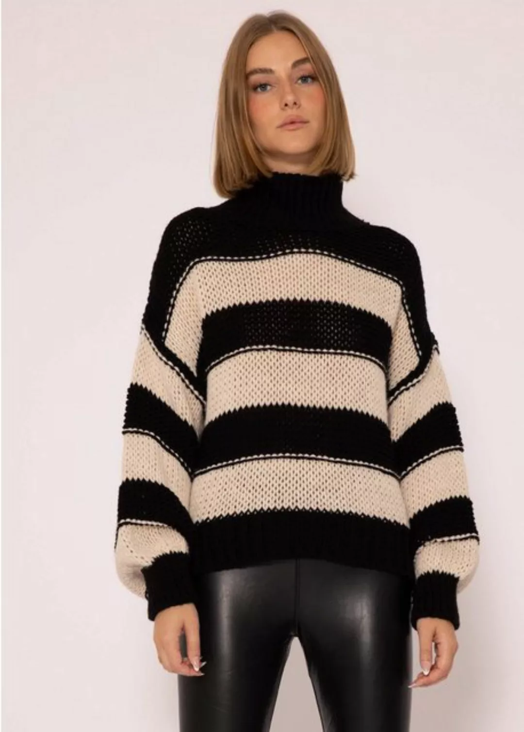 SASSYCLASSY Rollkragenpullover Rollkragen Pullover Damen mit Streifen Rollk günstig online kaufen