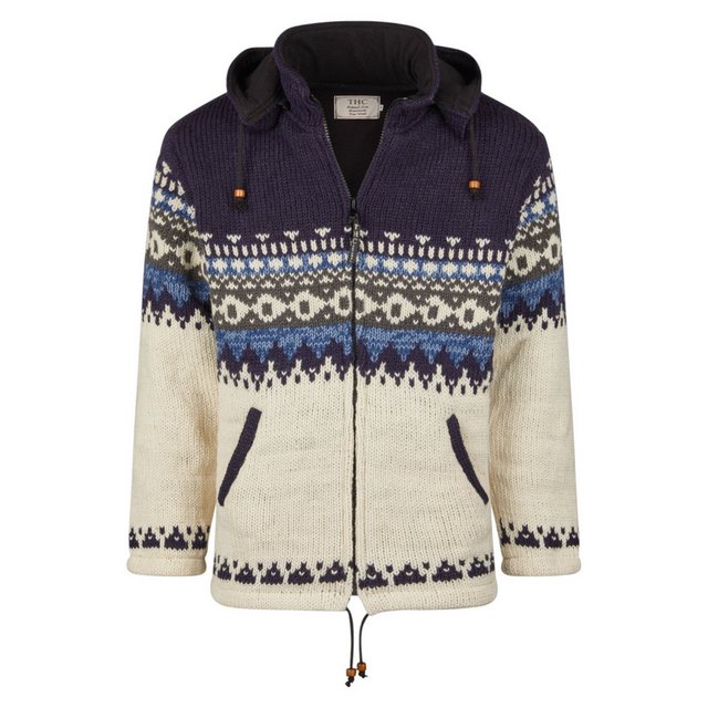 THC Natural Line Strickjacke THC Schafwollstrickjacke blau gemustert 816 (1 günstig online kaufen