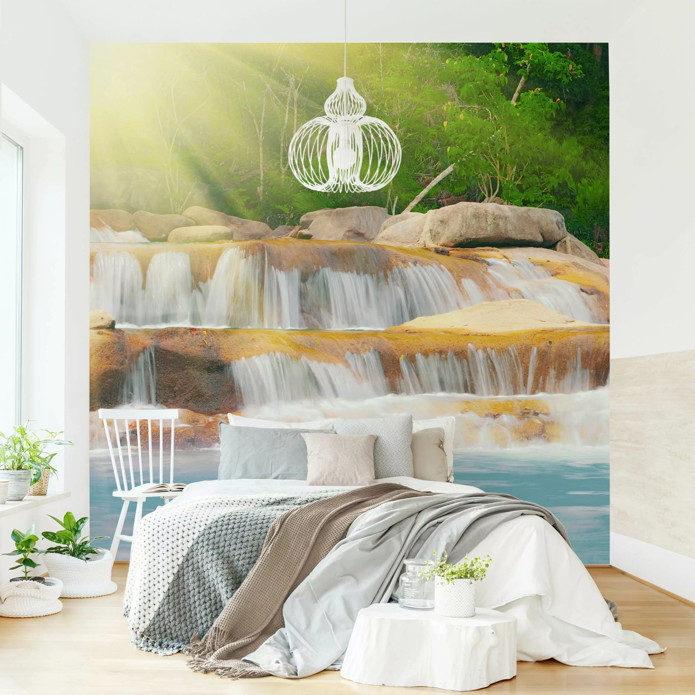 Fototapete Wasserfall Lichtung günstig online kaufen