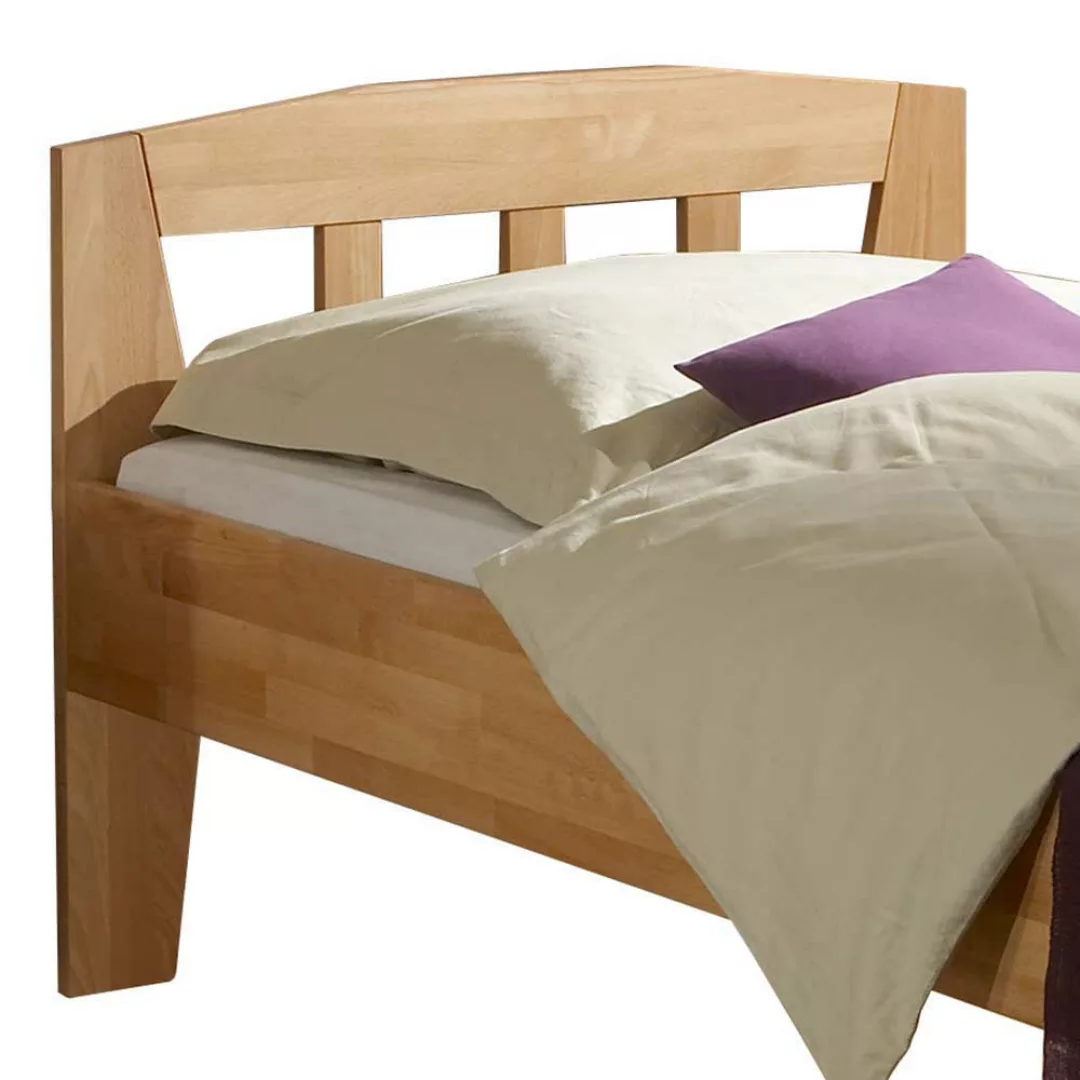 Massivholz Bett Senioren in Buchefarben 80 cm Kopfteil (zweiteilig) günstig online kaufen