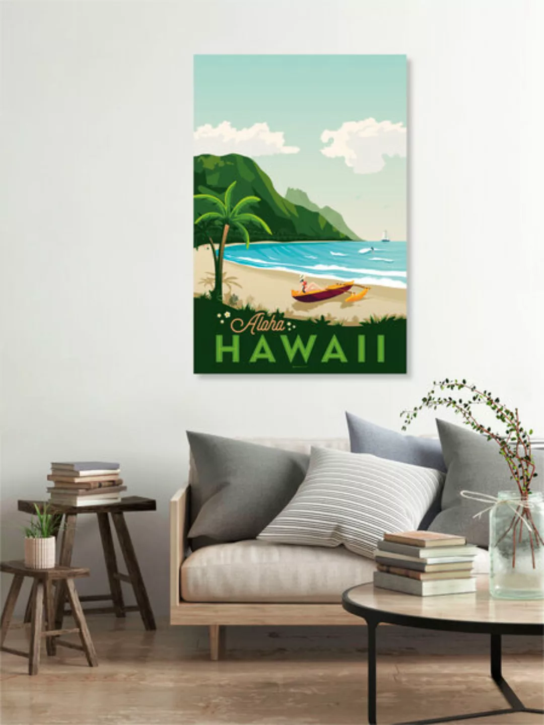 Poster / Leinwandbild - Hawaii Vintage Travel Wandbild günstig online kaufen