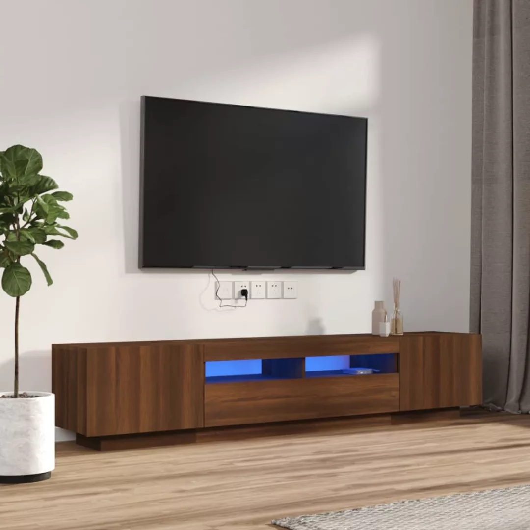 Vidaxl 2-tlg. Tv-schrank-set Led-leuchten Braun Eiche Holzwerkstoff günstig online kaufen