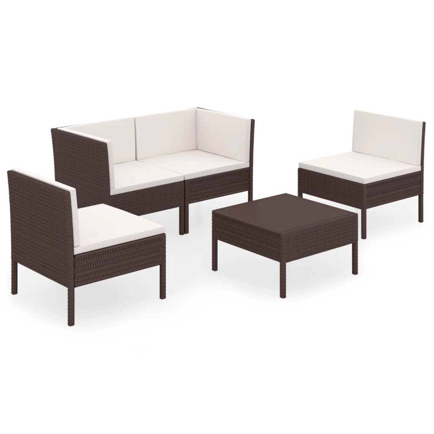 5-tlg. Garten-lounge-set Mit Auflagen Poly Rattan Braun günstig online kaufen