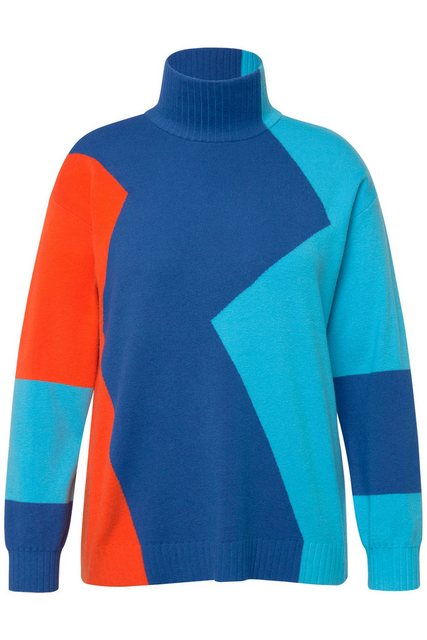 Ulla Popken Strickpullover Pullover Colourblocking Stehkragen Langarm günstig online kaufen