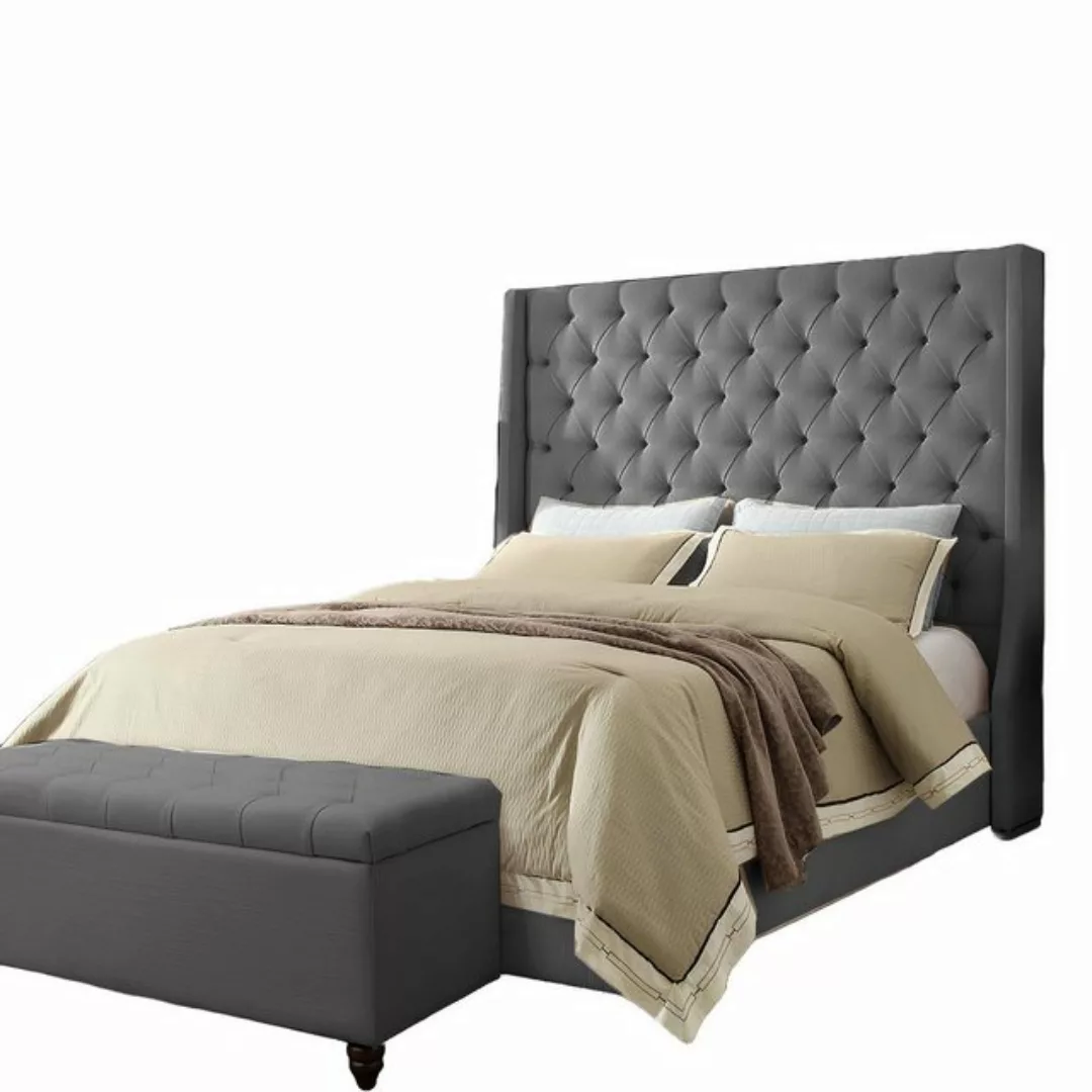 Xlmoebel Bett Traditionelles Design Polsterbett aus Stoff 140x200cm (1-tlg. günstig online kaufen