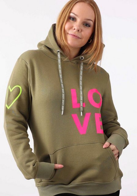 Zwillingsherz Kapuzensweatshirt mit gesticktem Neon Herz am Ärmel und "Love günstig online kaufen