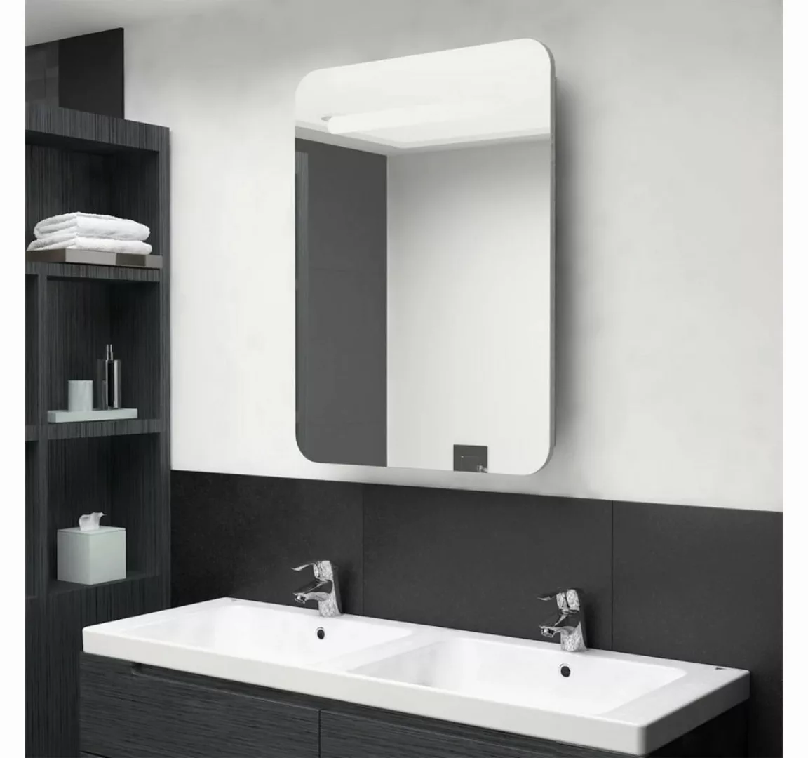 vidaXL Badezimmerspiegelschrank LED-Bad-Spiegelschrank Betongrau 60x11x80 c günstig online kaufen