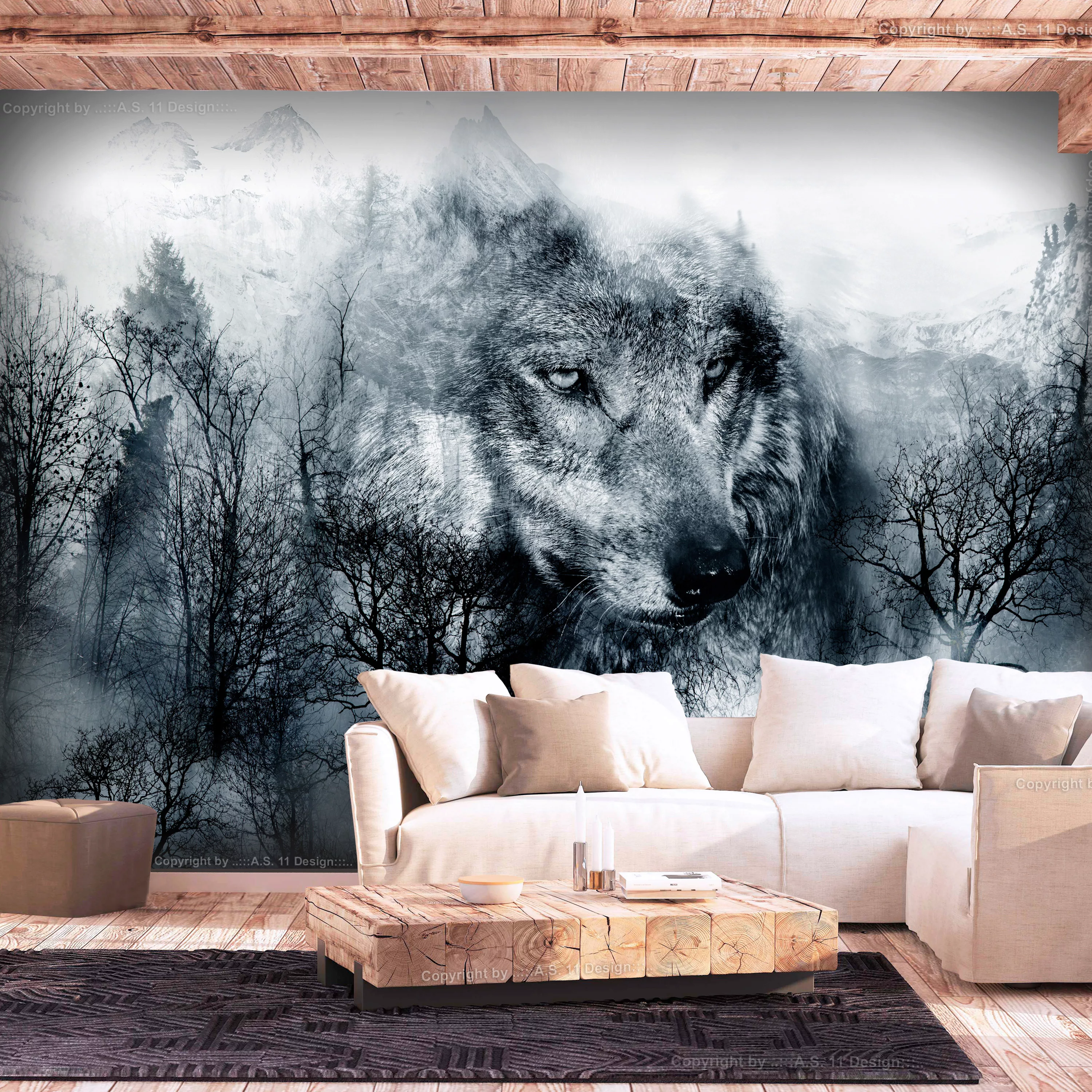 Fototapete - Mountain Predator (black And White) günstig online kaufen