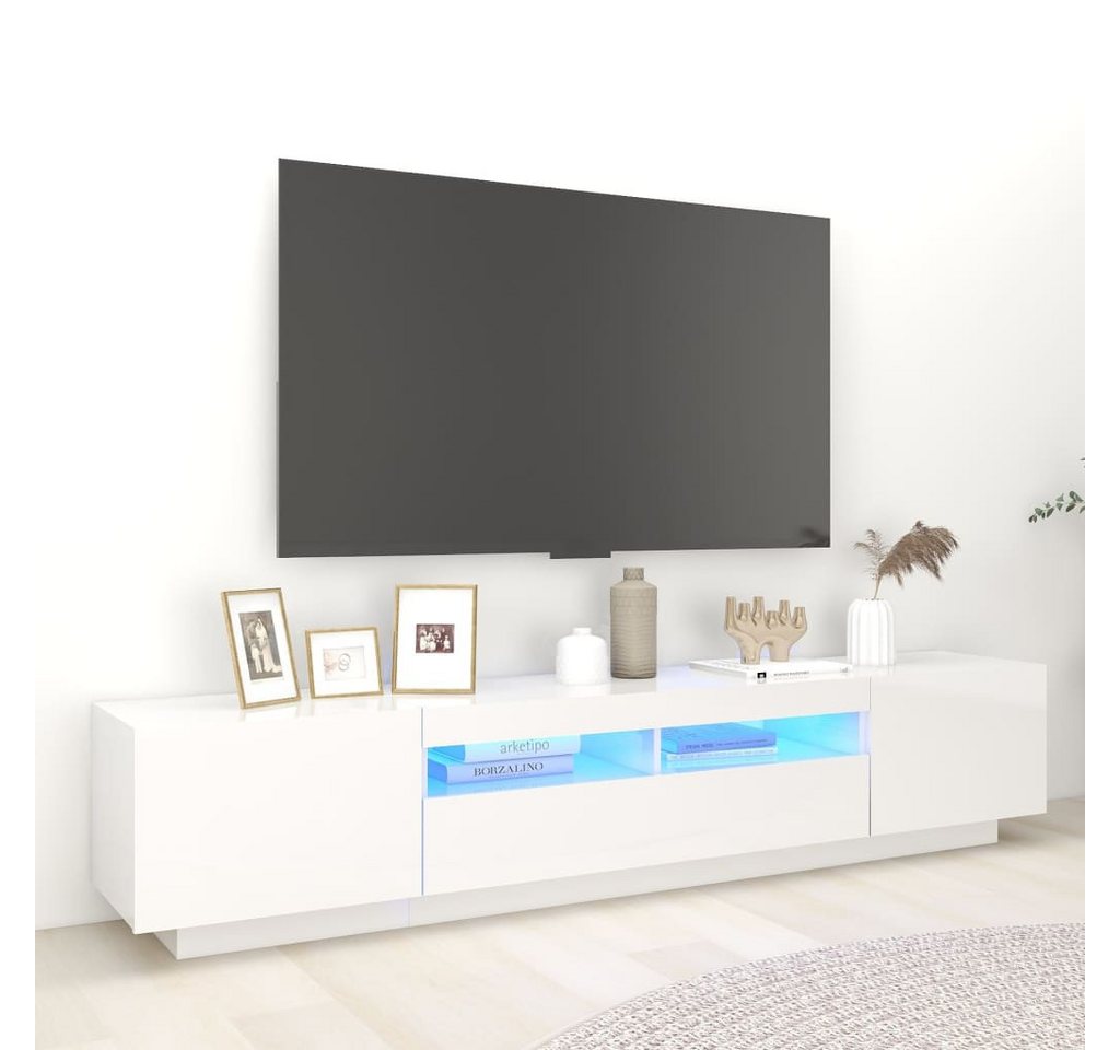 vidaXL TV-Schrank TV-Schrank mit LED Leuchten Hochglanz-Weiß 200x35x40 cm L günstig online kaufen