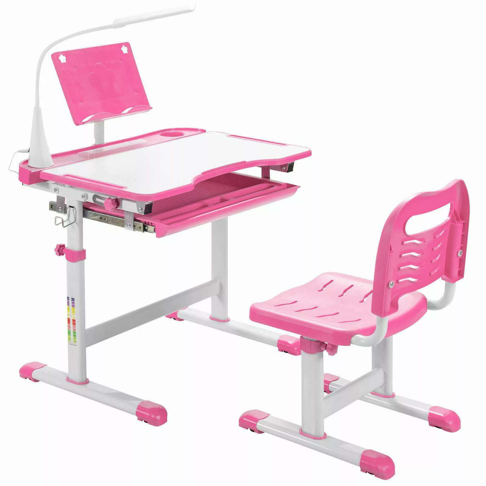 COSTWAY Kinderschreibtisch, mit Stuhl & Lampe, günstig online kaufen