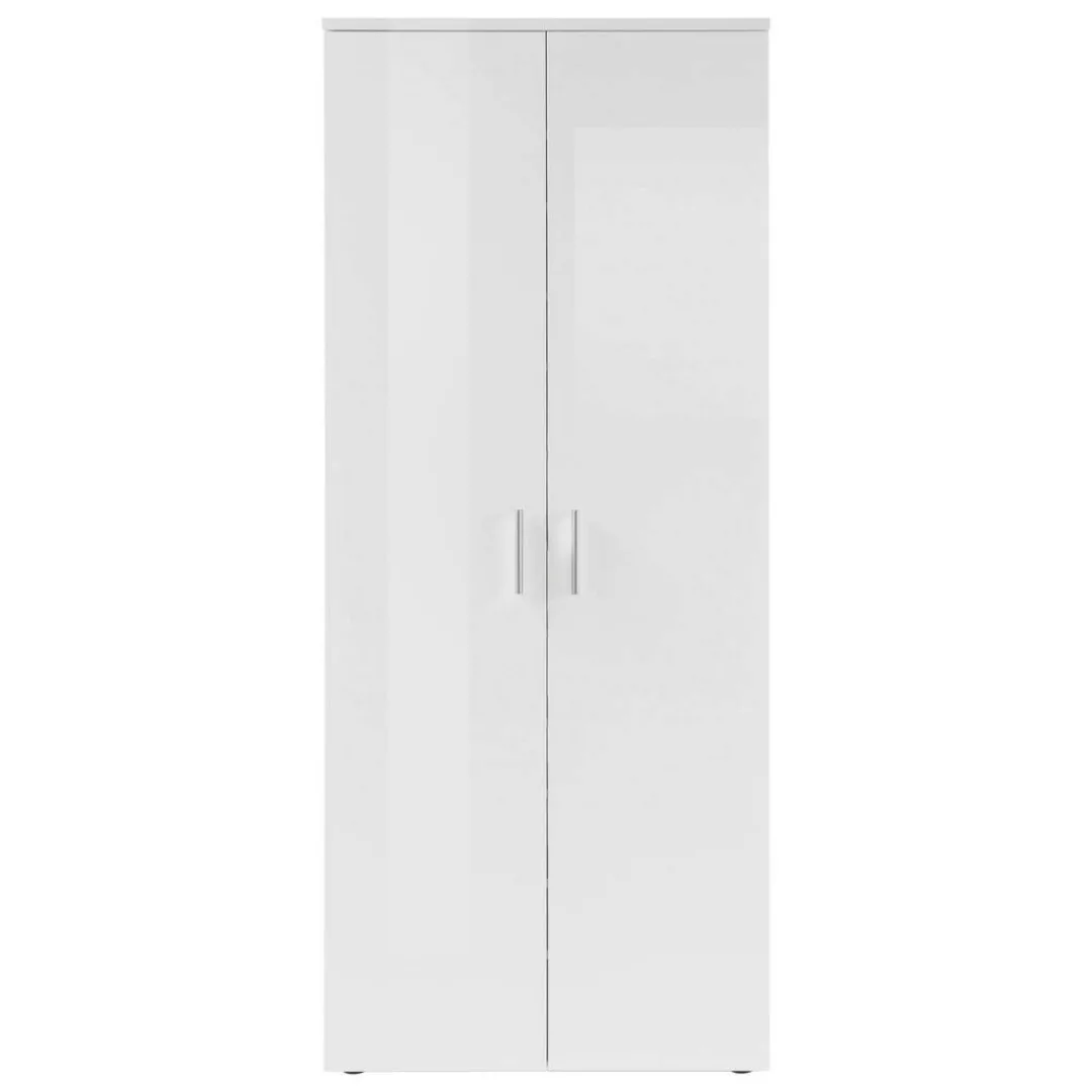 Schuhschrank Lincoln weiß weiß glänzend B/H/T: ca. 80x190x35 cm günstig online kaufen