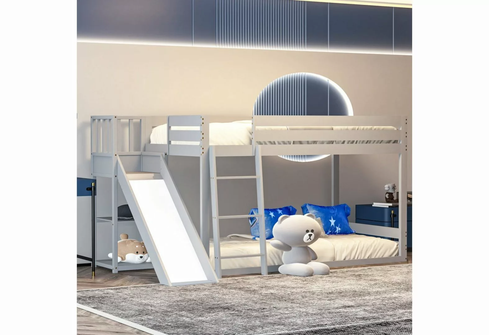 Celya Kinderbett Hausbett mit Lattenrost, Rutsche und Regal 90*200CM, Etage günstig online kaufen