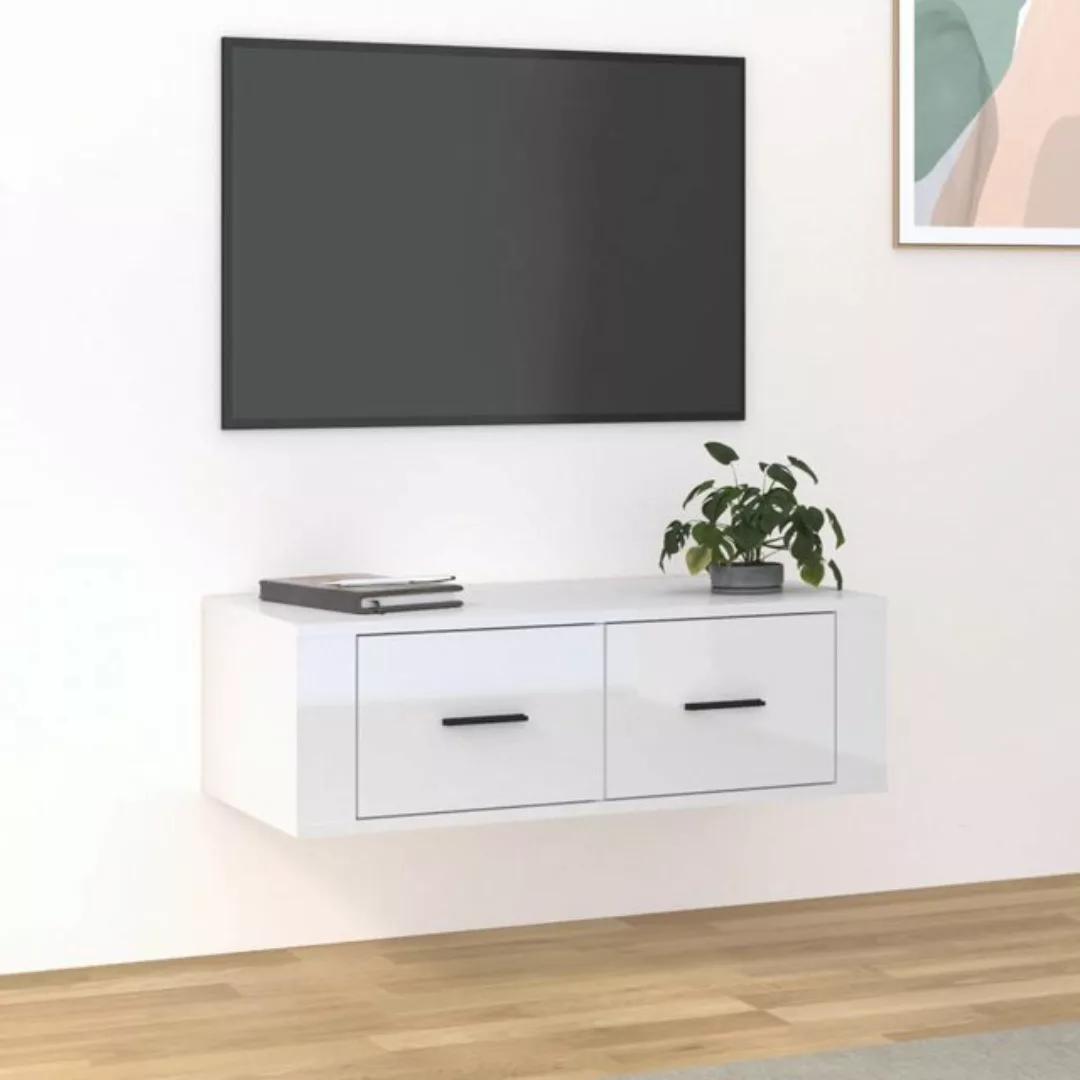 vidaXL TV-Schrank TV-Wandschrank Hochglanz-Weiß 80x36x25 cm Spanplatte Lowb günstig online kaufen