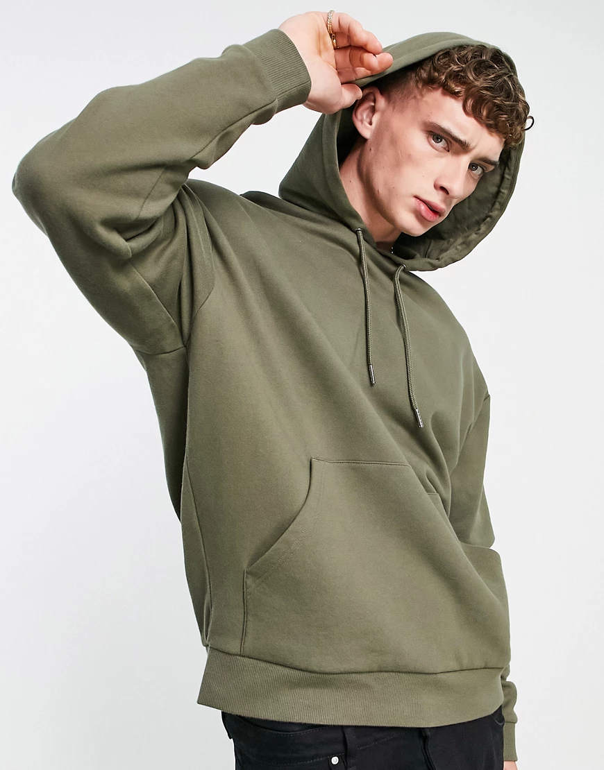 ASOS DESIGN – Oversize-Kapuzenpullover in Khakigrün günstig online kaufen