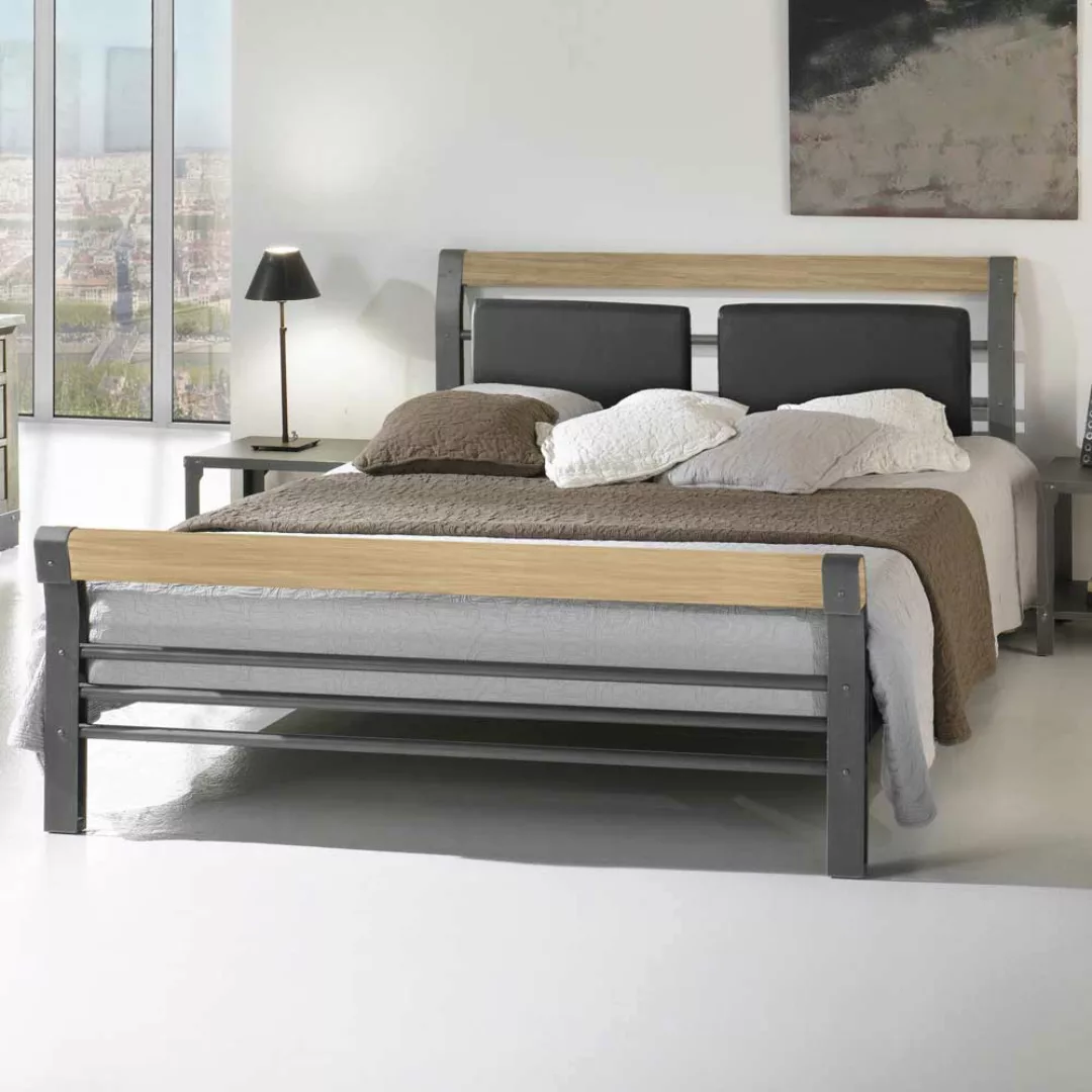 Bett aus Eisen Eiche Massivholz günstig online kaufen