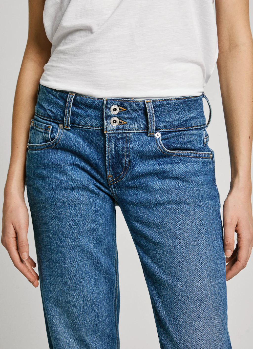 Pepe Jeans Gerade Jeans "STRAIGHT JEANS LW", mit doppeltem Knopfverschluss günstig online kaufen