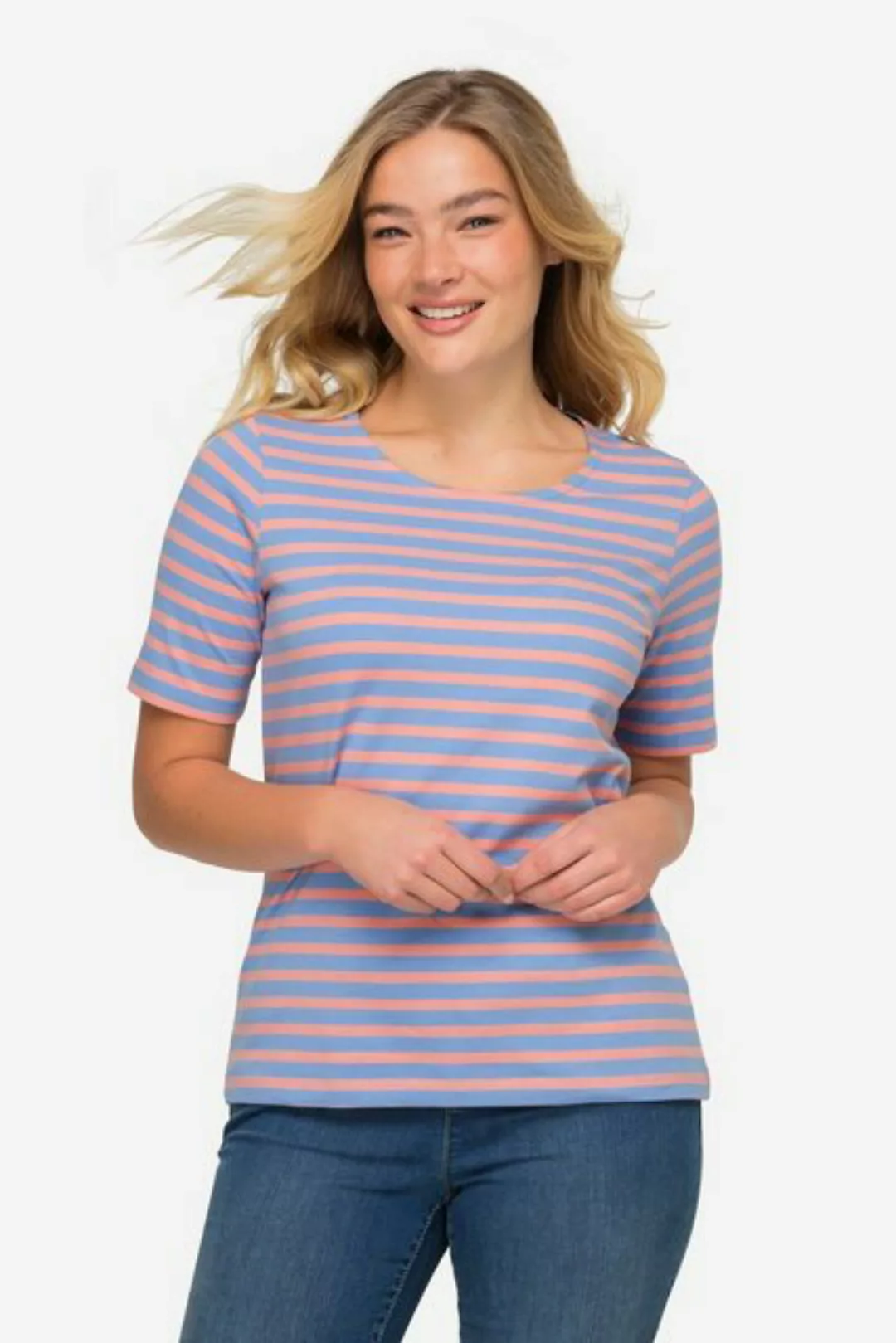 Laurasøn Rundhalsshirt T-Shirt Classic Fit Streifen Rundhals Halbarm günstig online kaufen