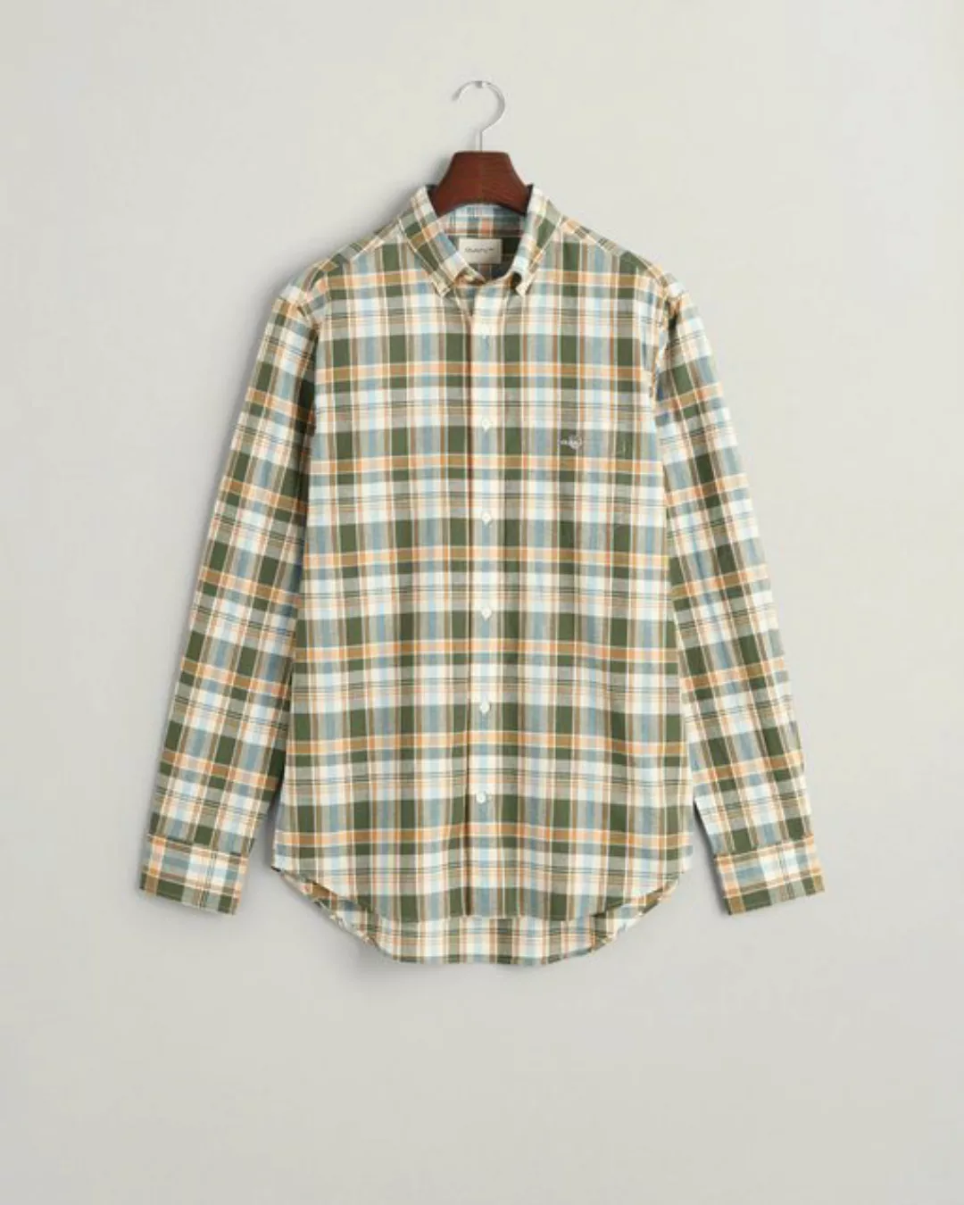 Gant Blusenshirt REG COTTON LINEN CHECK SHIRT, PINE GREEN günstig online kaufen