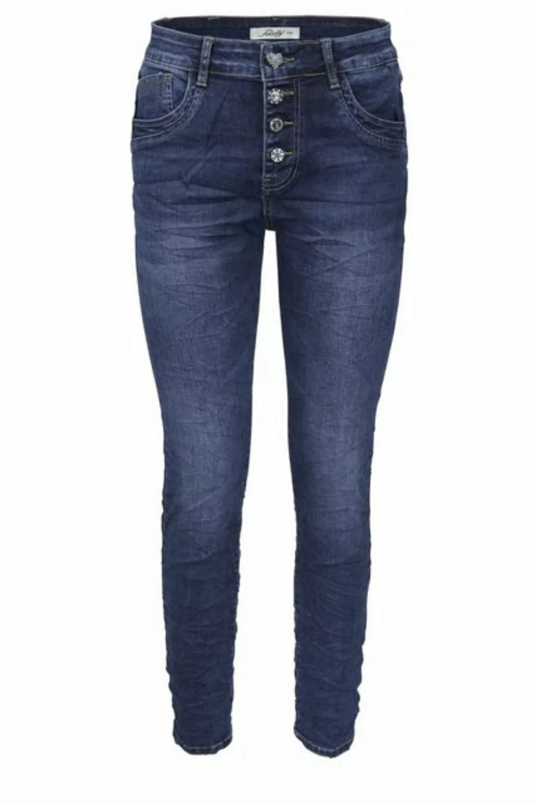 Jewelly Regular-fit-Jeans Jeans, Stretch Jeans Five-Pocket im Crash-Look günstig online kaufen