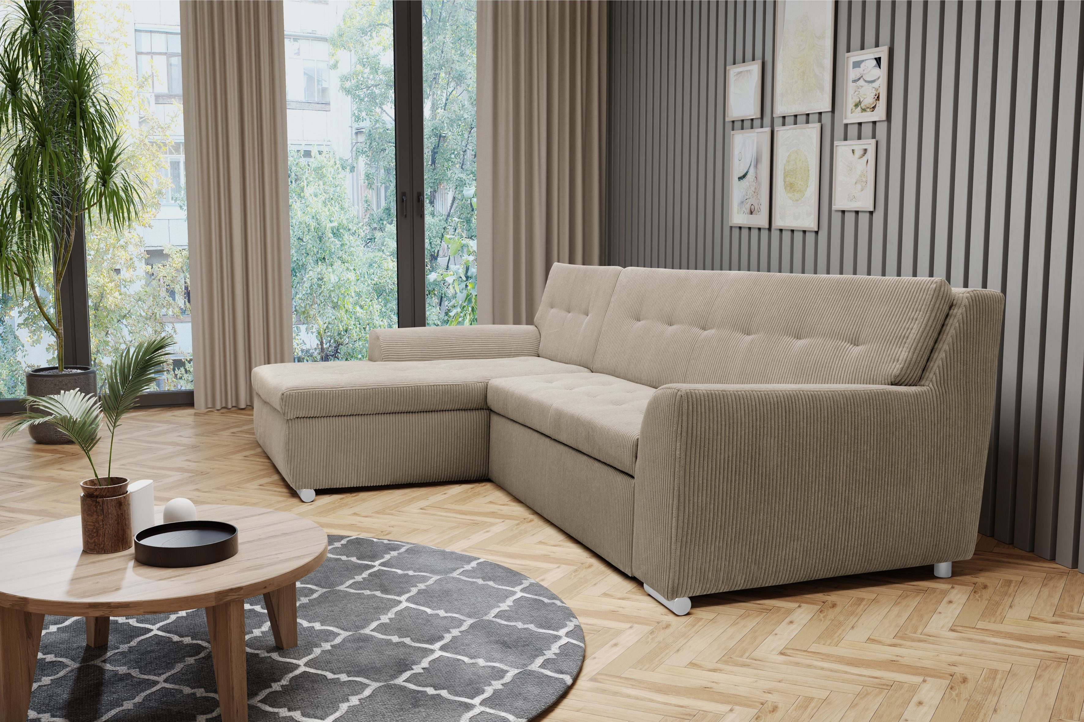DOMO collection Ecksofa Treviso, wahlweise mit Bettfunktion, incl. Zierkiss günstig online kaufen