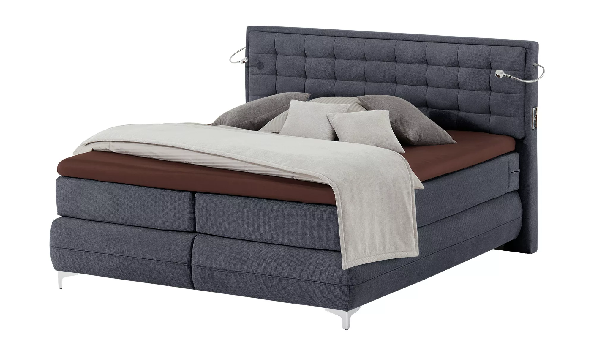 Gallery M Boxspringbett  Dubai - blau - 217 cm - 124 cm - Betten > Boxsprin günstig online kaufen