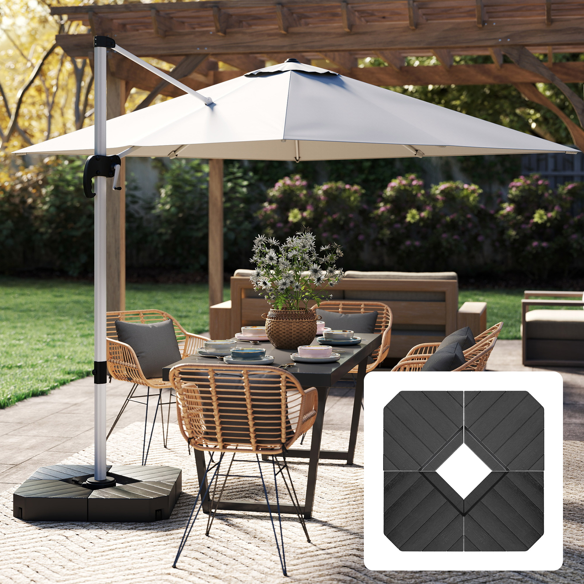 Outsunny Sonnenschirmständer 4-teilig Schirmgewicht Holzoptik, Schirmstände günstig online kaufen