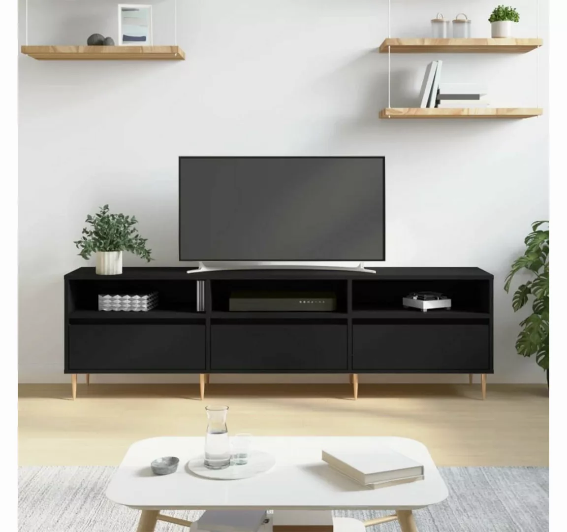 DOTMALL TV-Schrank TV-Schrank 150x30x44,5 cm Holzwerkstoff Schwarz Weiß günstig online kaufen